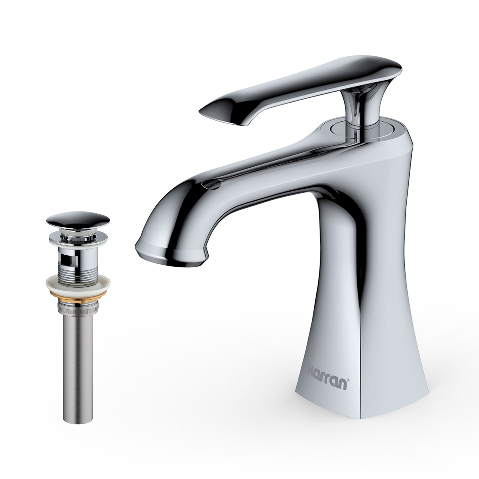 Karran KBF410C Woodburn Chrome Single hole 1-handle Low-arc Commercial/Residential Handle Bathroom Sink Faucet with Drain
