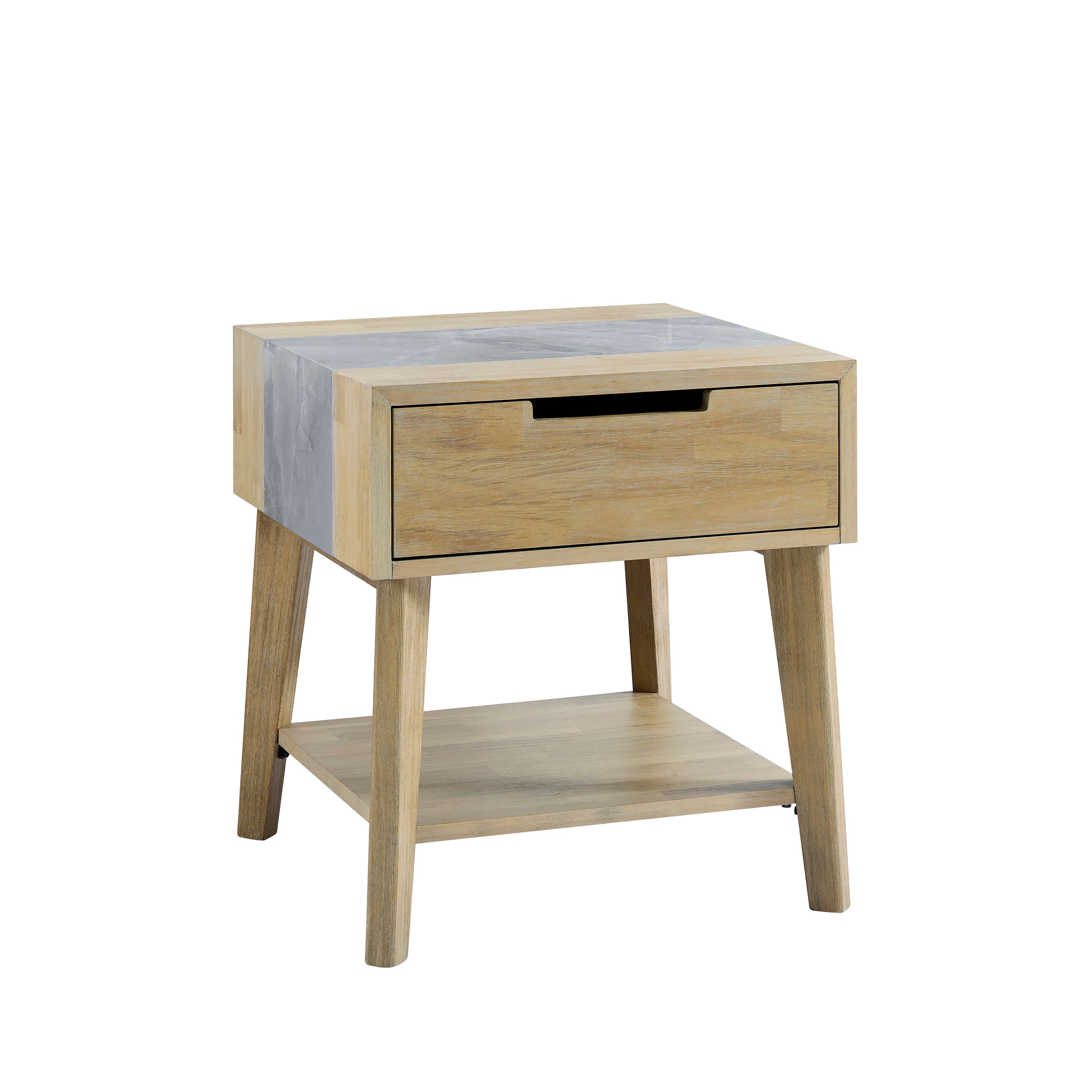 Steve Silver CG100E Calgary 22-in W x 24-in H Natural Stone Square Midcentury End Table with Storage Assembly Required