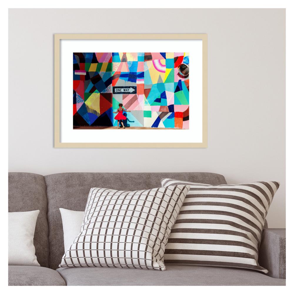 Amanti Art Wood Framed Wall Print Bright City Lights Teal by James