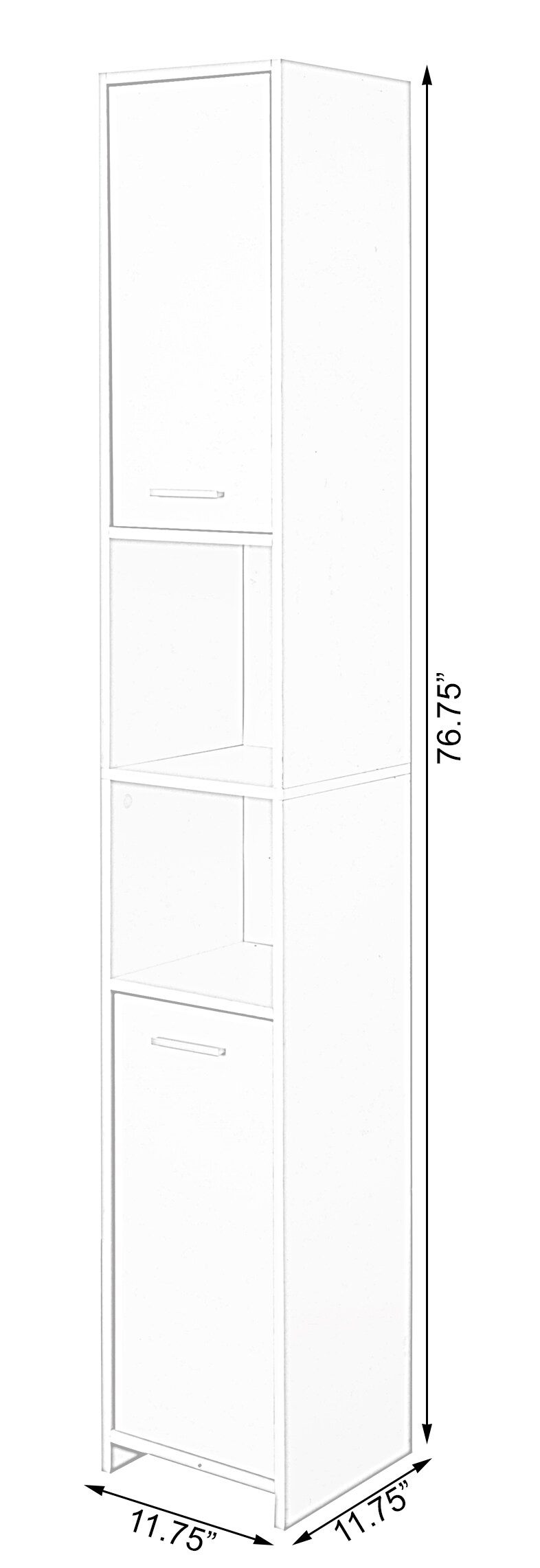 Basicwise White Tall Standing Bathroom Linen Tower Storage Cabinet for Bathroom and Vanity