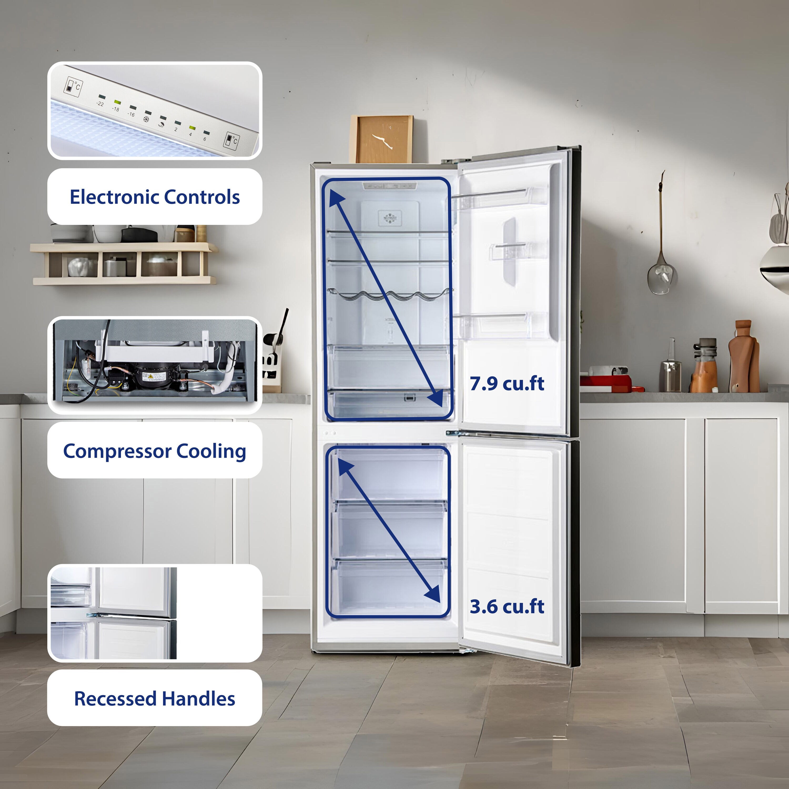 EcoSlim 11.5 cu.ft Stainless Steel Bottom Freezer Refrigerator with Wine Rack