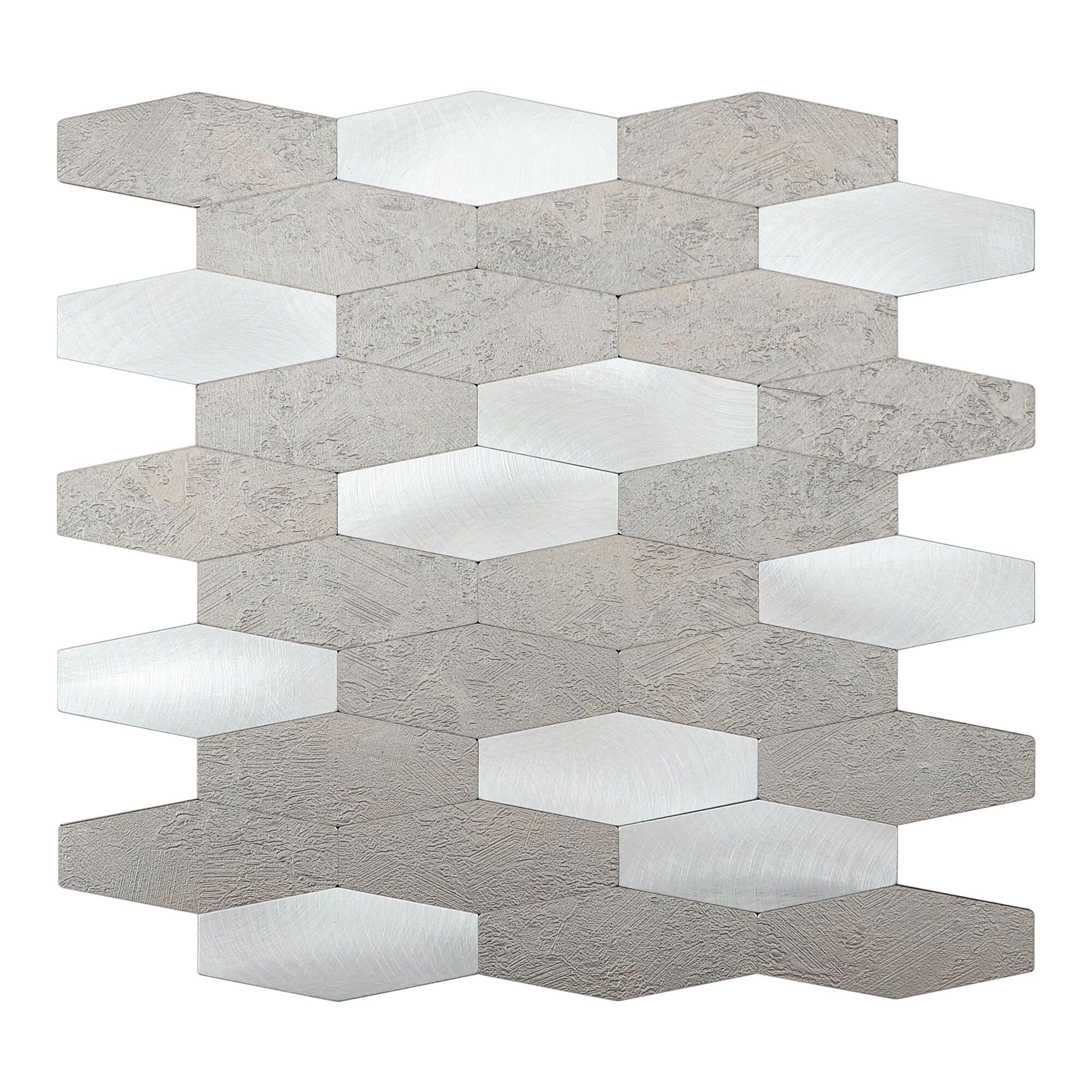 LuxySplash LS0803 Lola Premium 12-in x 12-in Multi-finish Metal Patterned Hexagon Mosaic Wall Tile (2.88-sq. ft/ Carton)