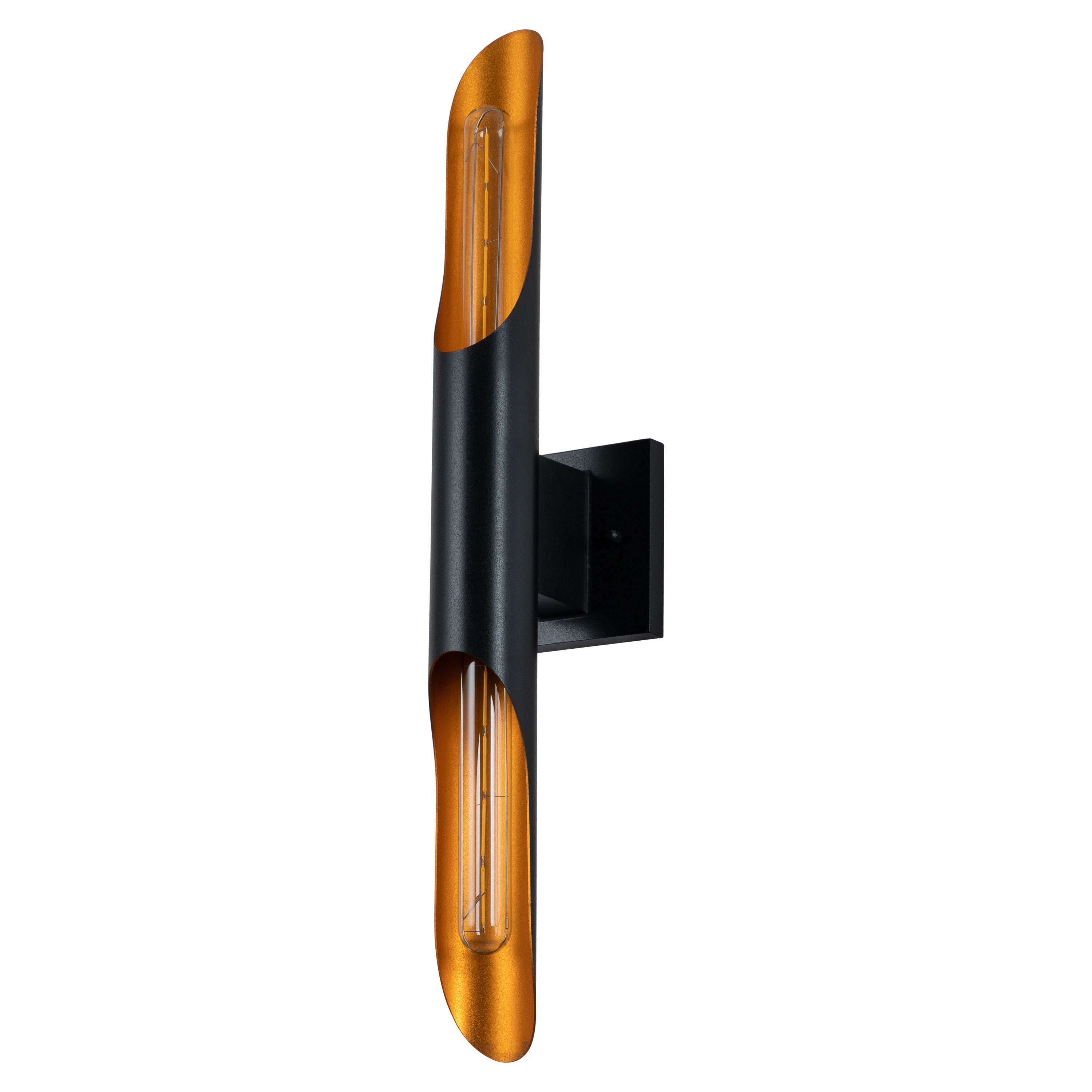 Elegant Matte Black and Gold Die-Cast Aluminum Wall Sconce