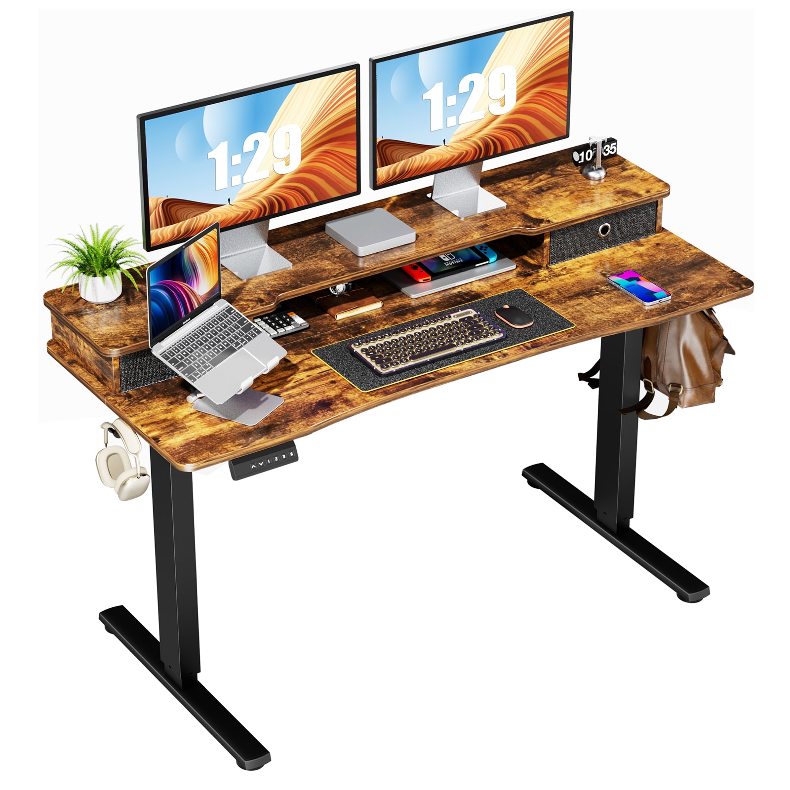 Mondawe OR-322LAA-US 55.12-in Brown Modern/Contemporary Computer Desk
