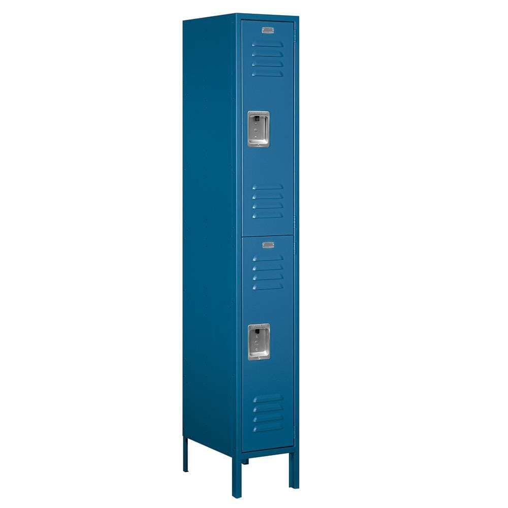Standard Metal Locker Double Tier 1 Wide 6' High 18" Deep Blue 62168BL-U NEW 