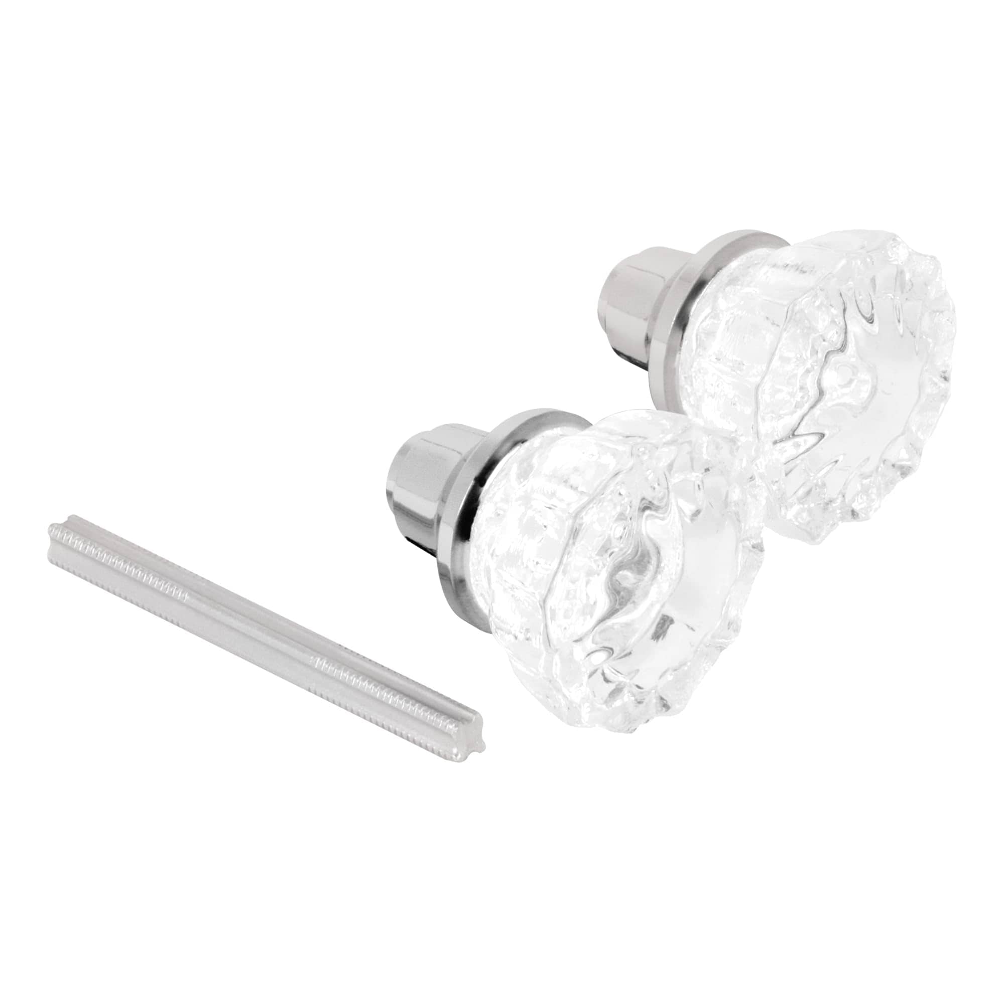 Prime-Line E 28314 Mortise Style Fluted Glass Door Knobs - Perfect for Replacing Broken Antique Lock Sets on Interior Doors Features 2 In. Outside Diameter Knobs Chrome Plated (Single Pack) #E 28314