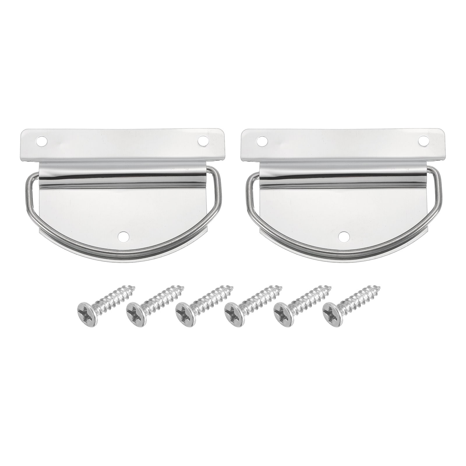 Unique Bargains 2pcs Chest Handles  76 x 50mm Side Ring Pull Lifting Handle  Metal Wooden Box Puller Handles with Screws for Home Toolbox Case Drawer  Silver