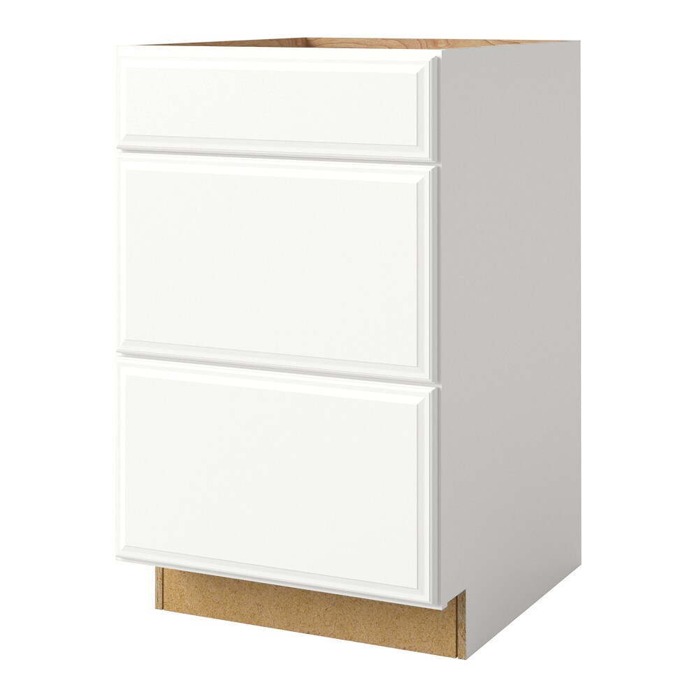 Tilson 21-in W x 34.5-in H x 24-in D Linen 3-Drawer Base Fully Assembled Cabinet (Raised Panel Style) in White | - allen + roth 21210TS