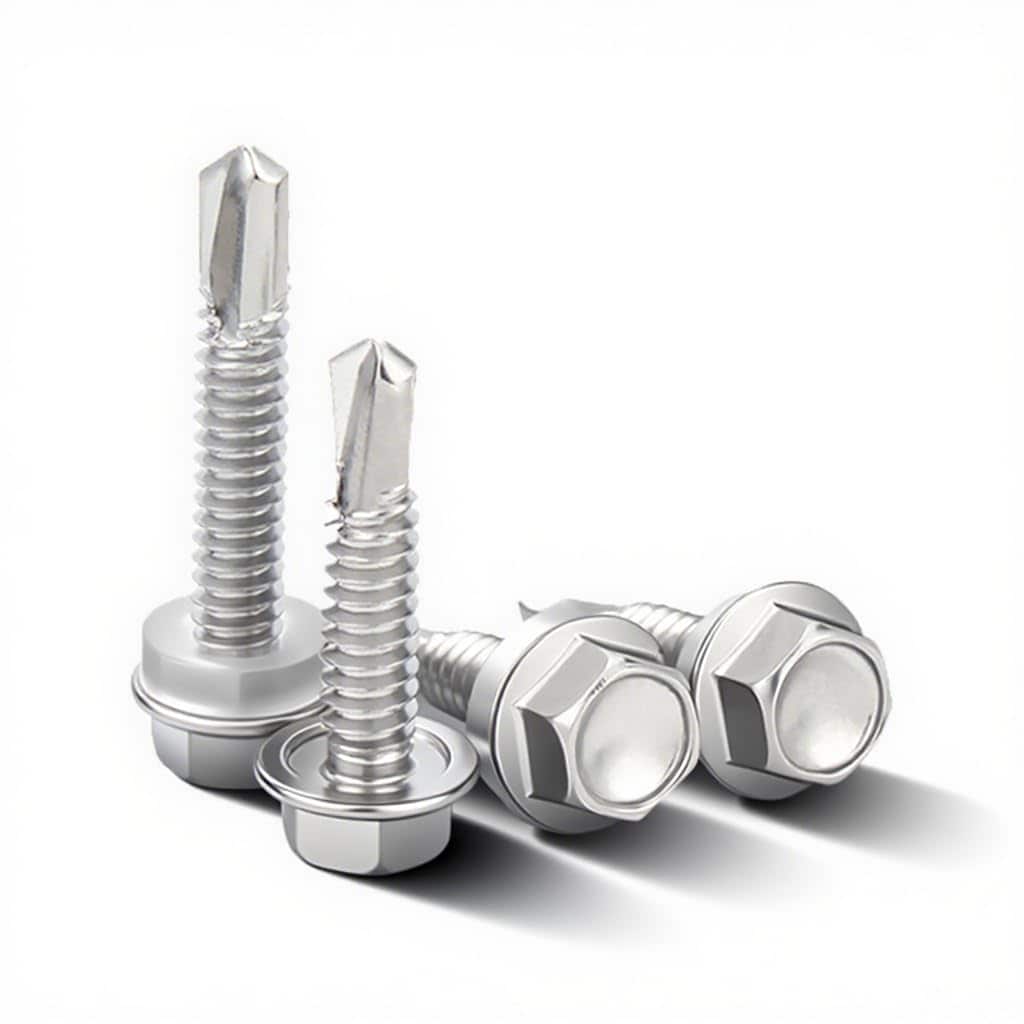 UUDULY  125 Piece Self Tapping Screws Kit 410 Stainless Steel Hex Head 10 and 12 Sizes for Metal Wood HVAC and Home Repair