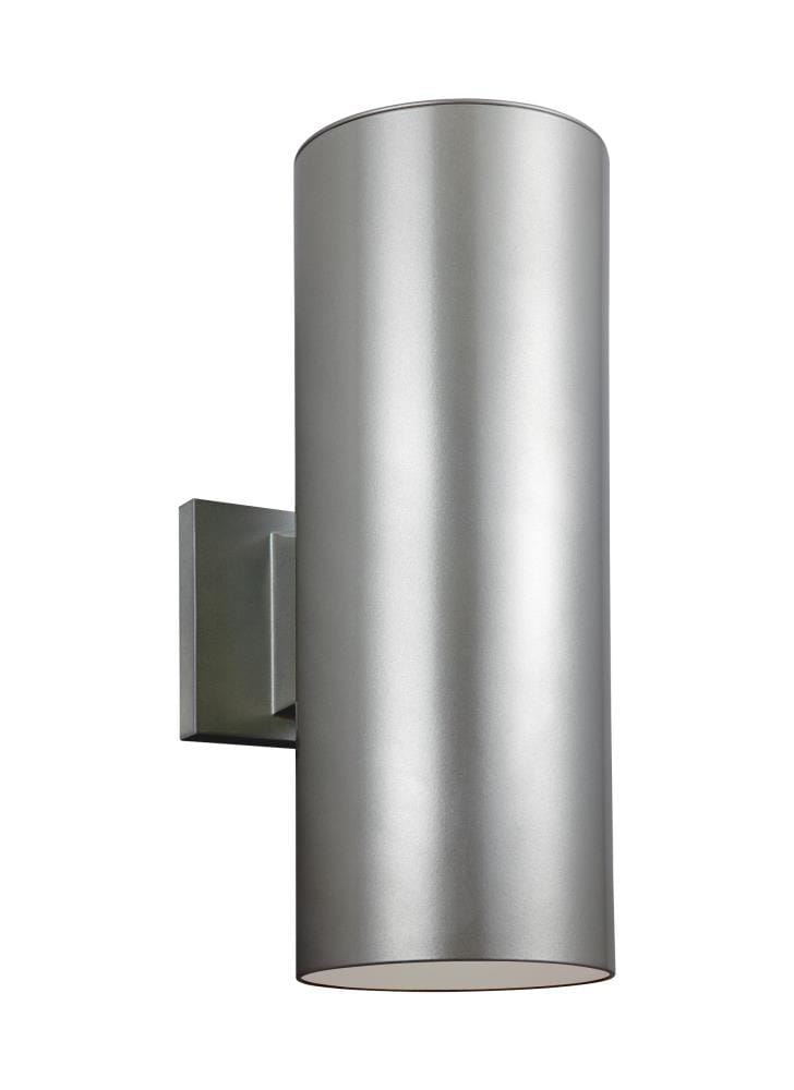 Generation Lighting 8313802-753 Outdoor Cylinders 2 -Light 14.25-in H Brushed Nickel Hardwired Outdoor Wall Light