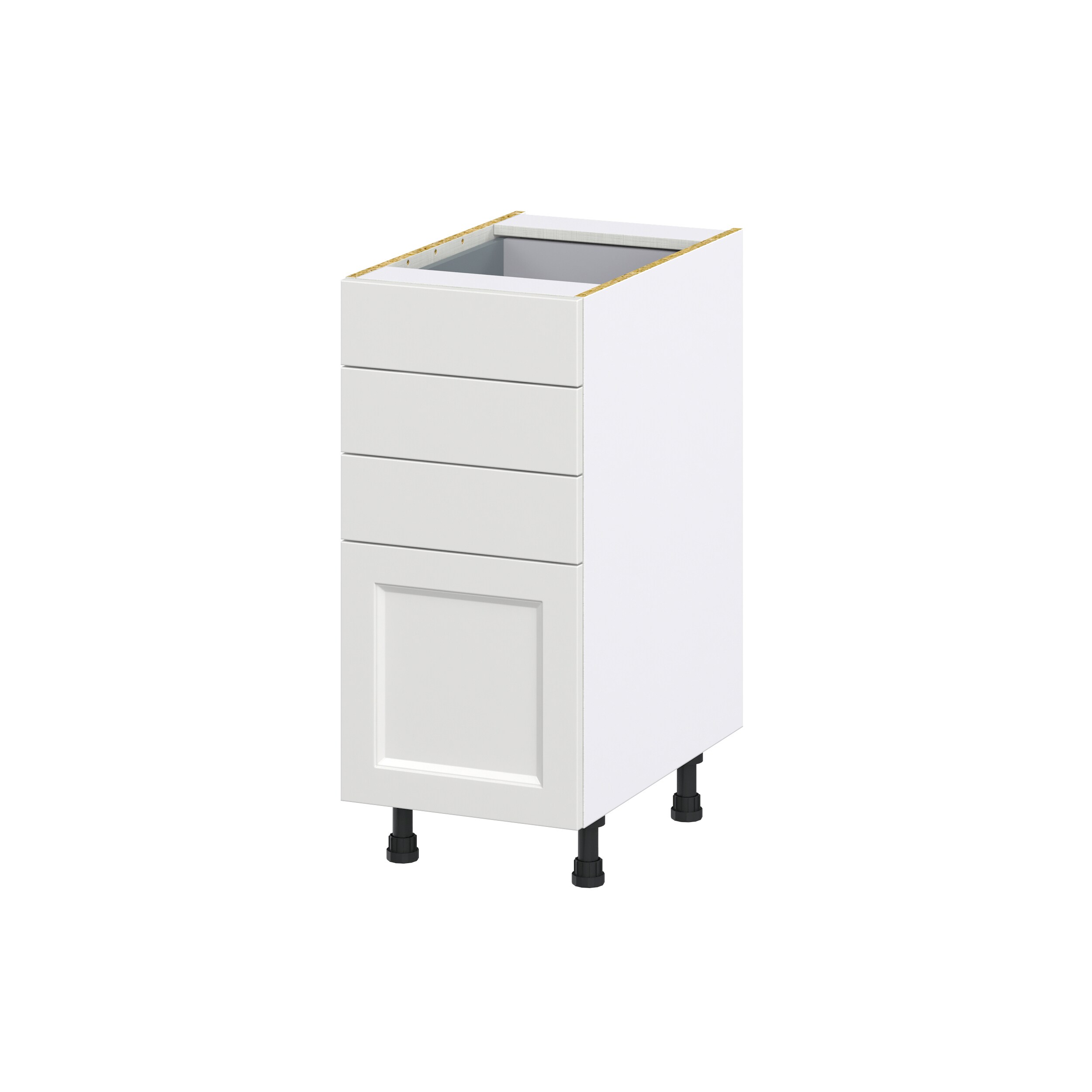 Hugo&Borg Riviera 15-in W x 34.5-in H x 25-in D Bright White 4-Drawer Base Fully Assembled Cabinet