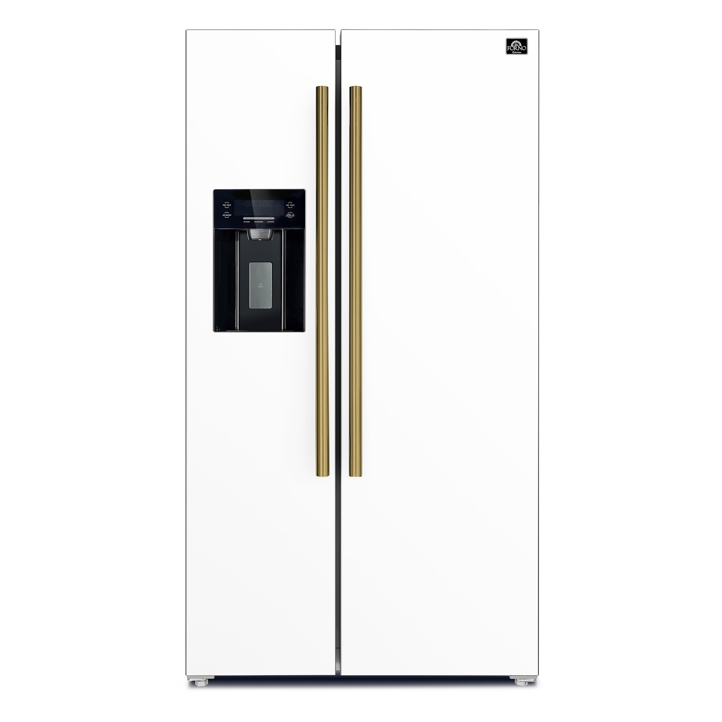 FORNO FFRBI1844-36WHT Salerno 20-cu ft Counter-Depth Side-by-Side Refrigerator with Ice Maker ,Water and Ice Dispenser ( White ) ENERGY STAR Certified