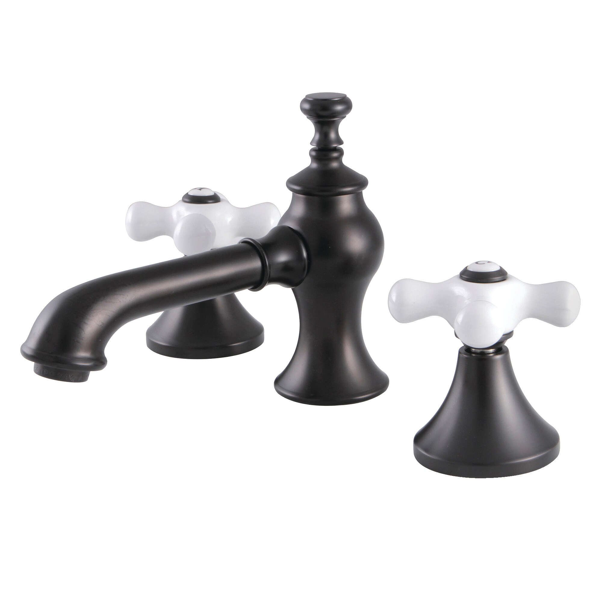 Kingston Brass WLKC7065PX Vintage Oil-rubbed bronze Widespread 2-handle Low-arc Residential Handle Bathroom Sink Faucet with Drain