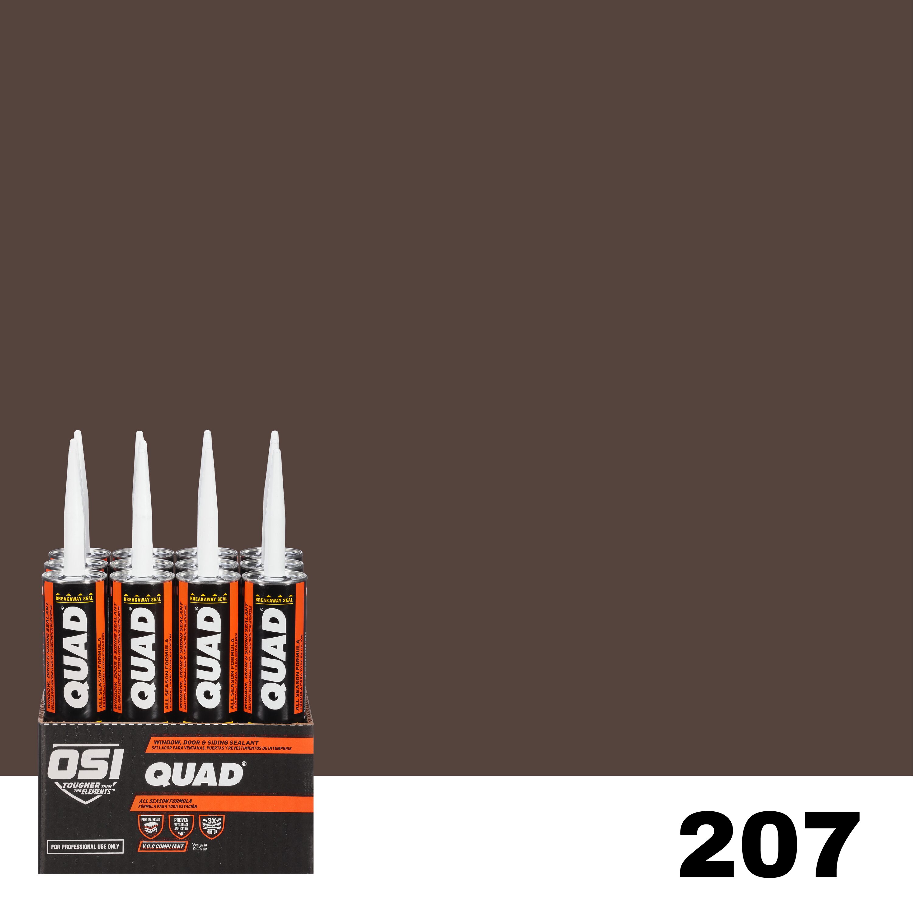 OSI 1636972 Quad 12 -Pack 10-oz Window door Brown 207 Paintable Solvent Caulk