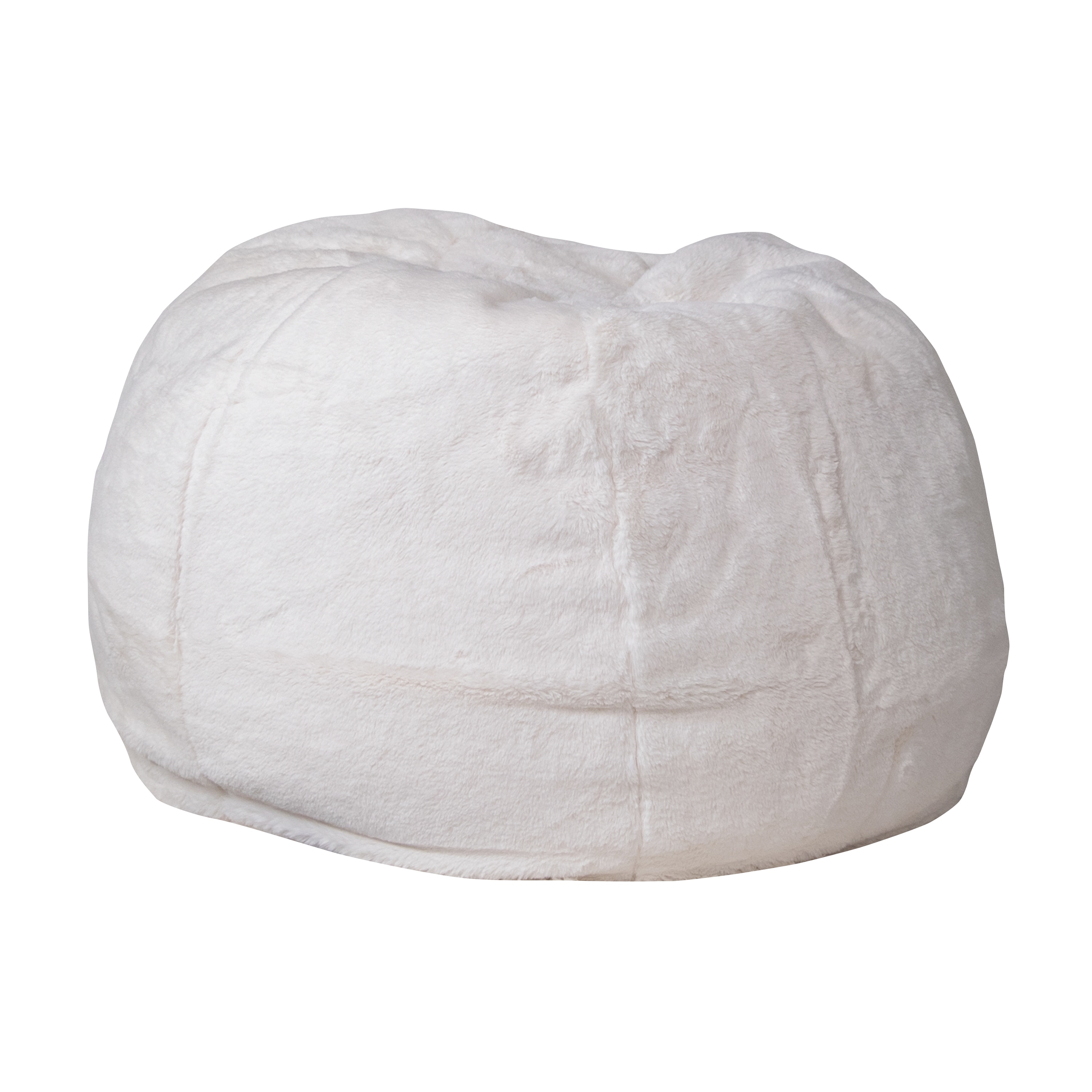 Emma + Oliver Small White Furry Refillable Bean Bag Chair for Kids and Teens