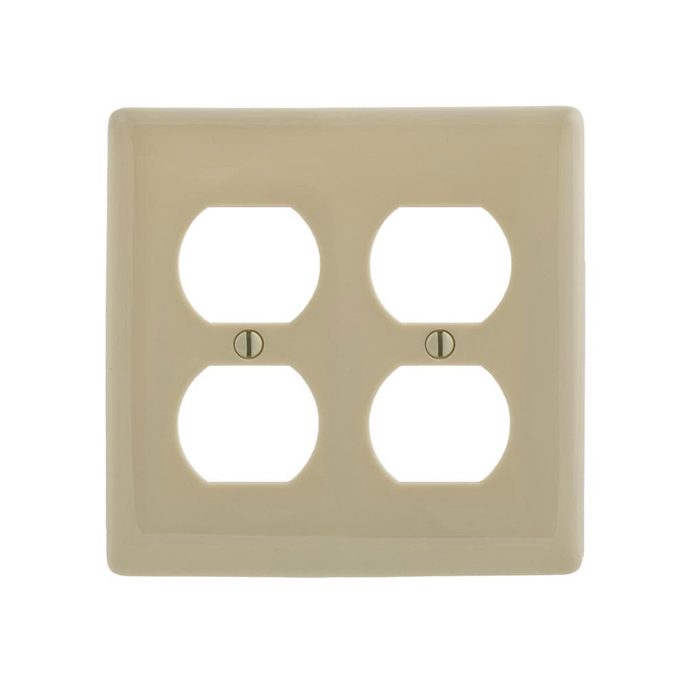 Hubbell 2-Gang Ivory Double Duplex Midsize Wall Plate In The Wall ...