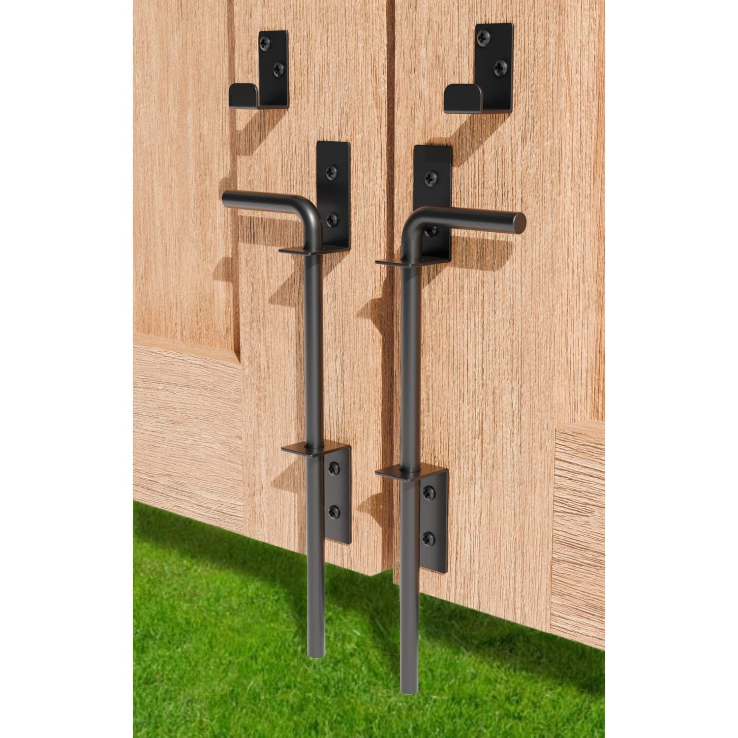 Angel Sar 2-Pack 12-in Black Cane Bolt with Screws for Wood Fence Doors Metal Doors