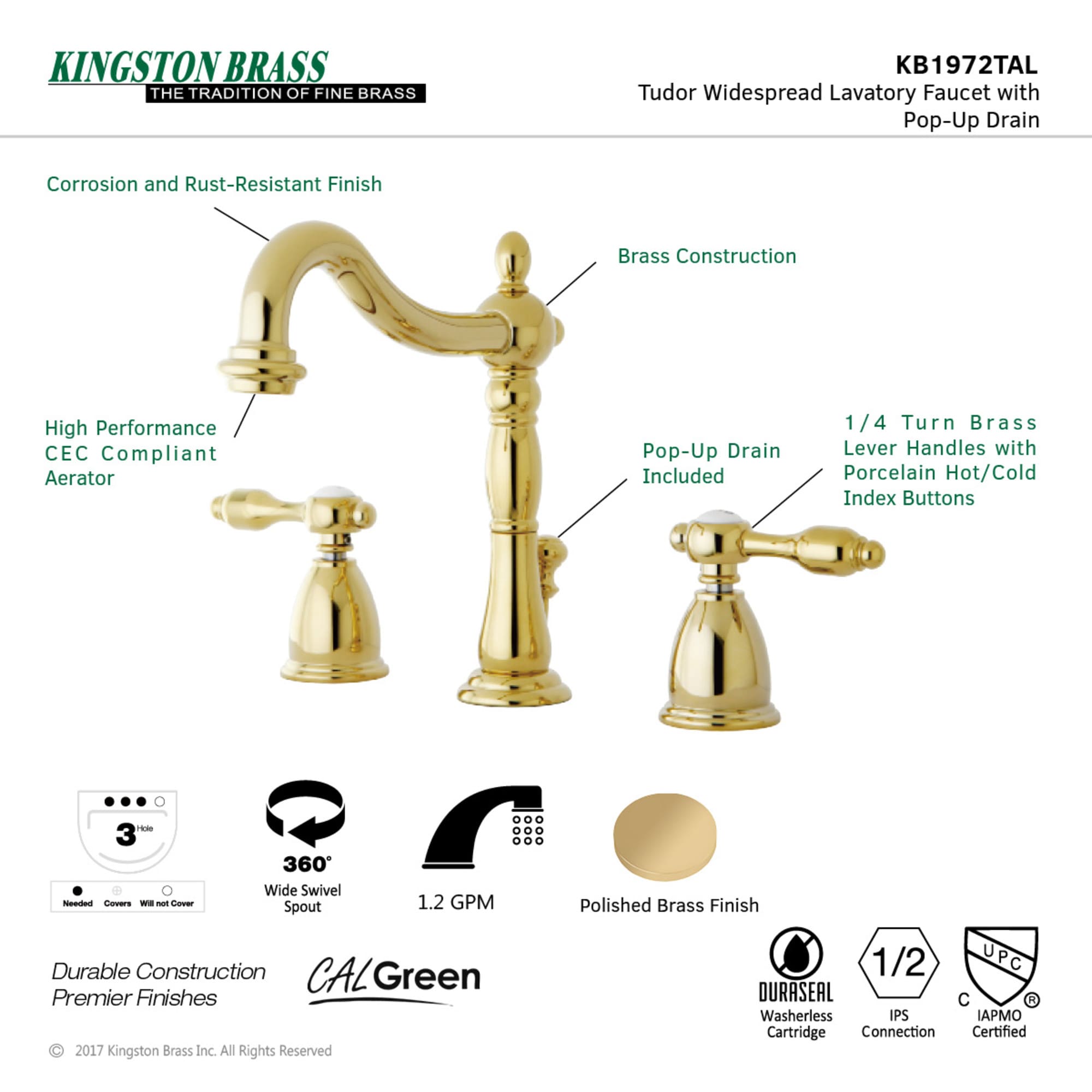 Kingston Brass WLKB1972TAL Lavatory-Faucets - View #3