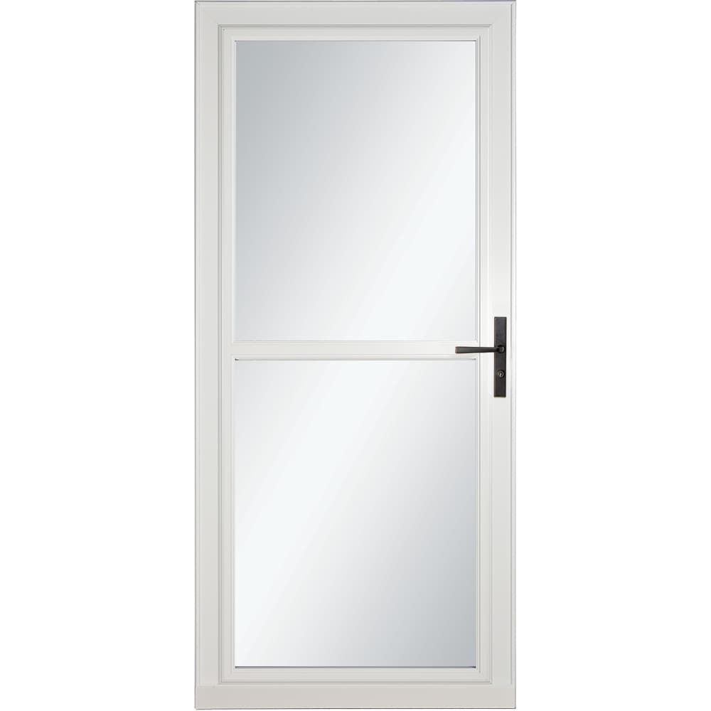 Tradewinds Selection 30-in x 81-in White Full-view Retractable Screen Aluminum Storm Door with Aged Bronze Handle | - LARSON 1460403357S