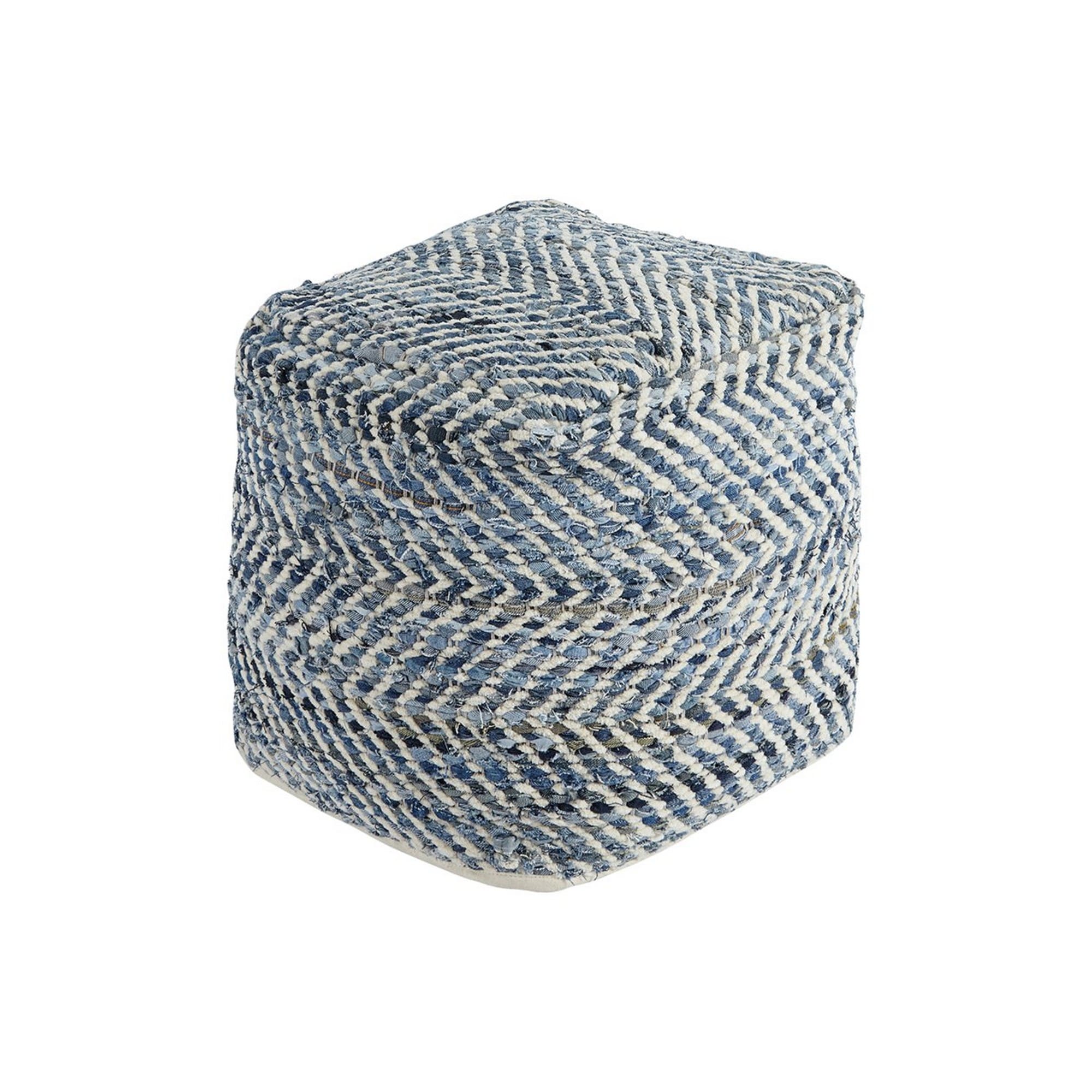 Benzara BM227643 Modern Blue Pouf Ottoman