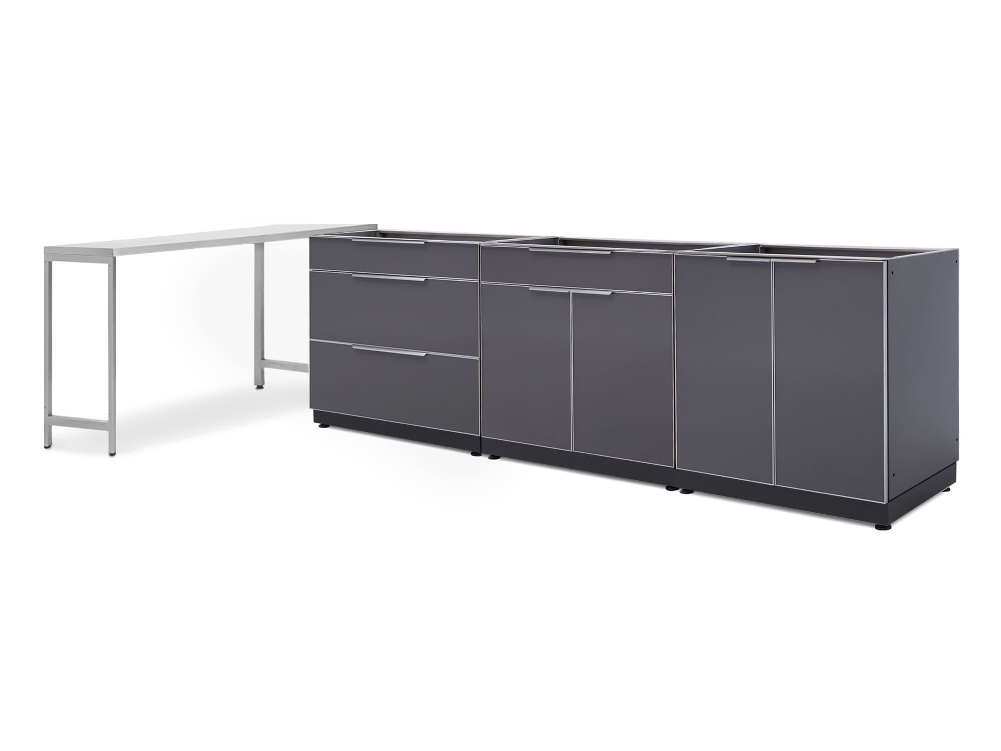 NewAge Products 65283 Aluminum 4 -Piece 120.0-in W x 24-in D x 35.5-in H Modular Outdoor Kitchen Cabinet