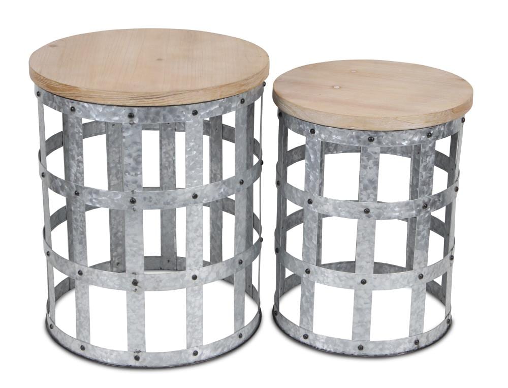 Cheung's 5389-2 Nesting Table 2-Piece Industrial Wood Fir Accent Table Set
