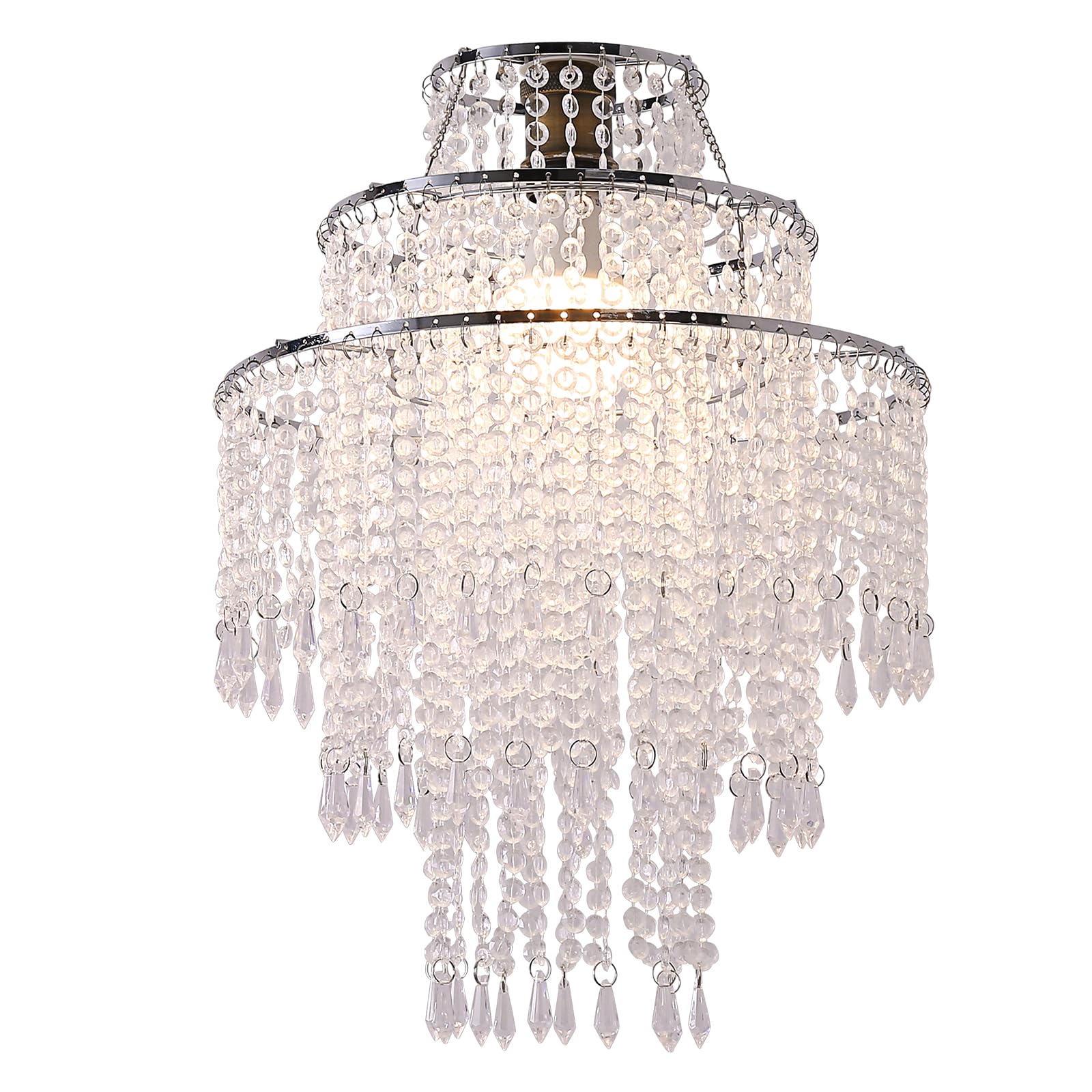 Oyezvary  3 Tiers Acrylic Chandelier Lamp Shade Pendant Ceiling Light Shade for Wedding Bedroom Hallway Bathroom Diameter Thirteen Point Seven in