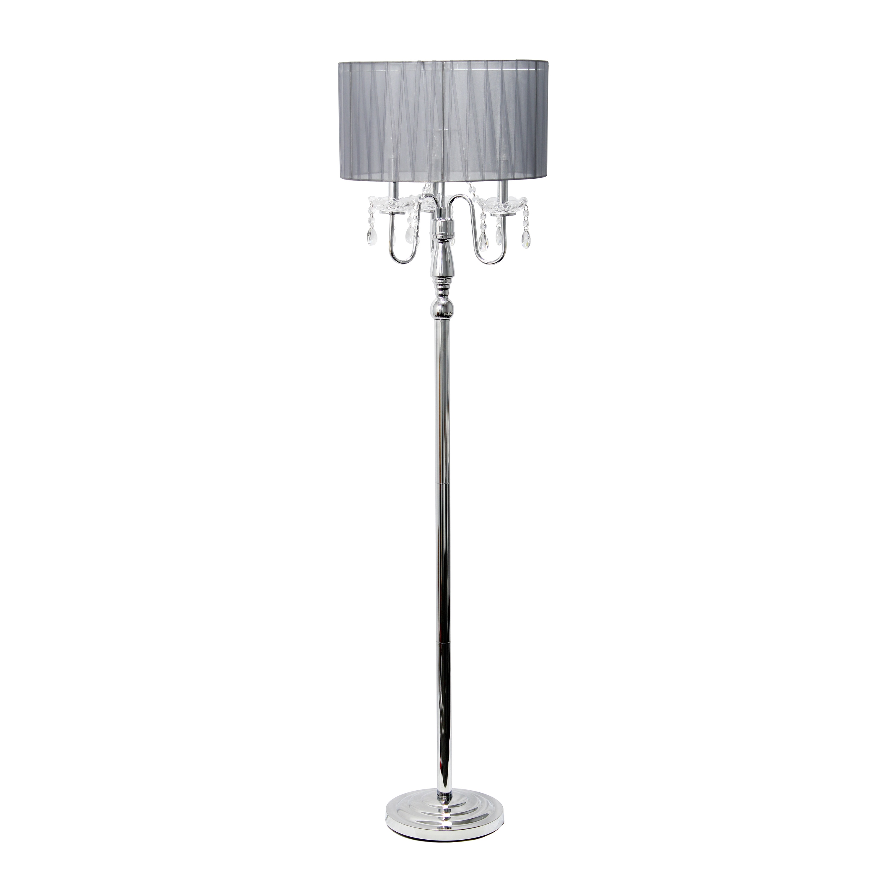 Lalia Home LHF-4004-GY 62-in Chrome/Gray Standard Floor Lamp with Fabric Shade