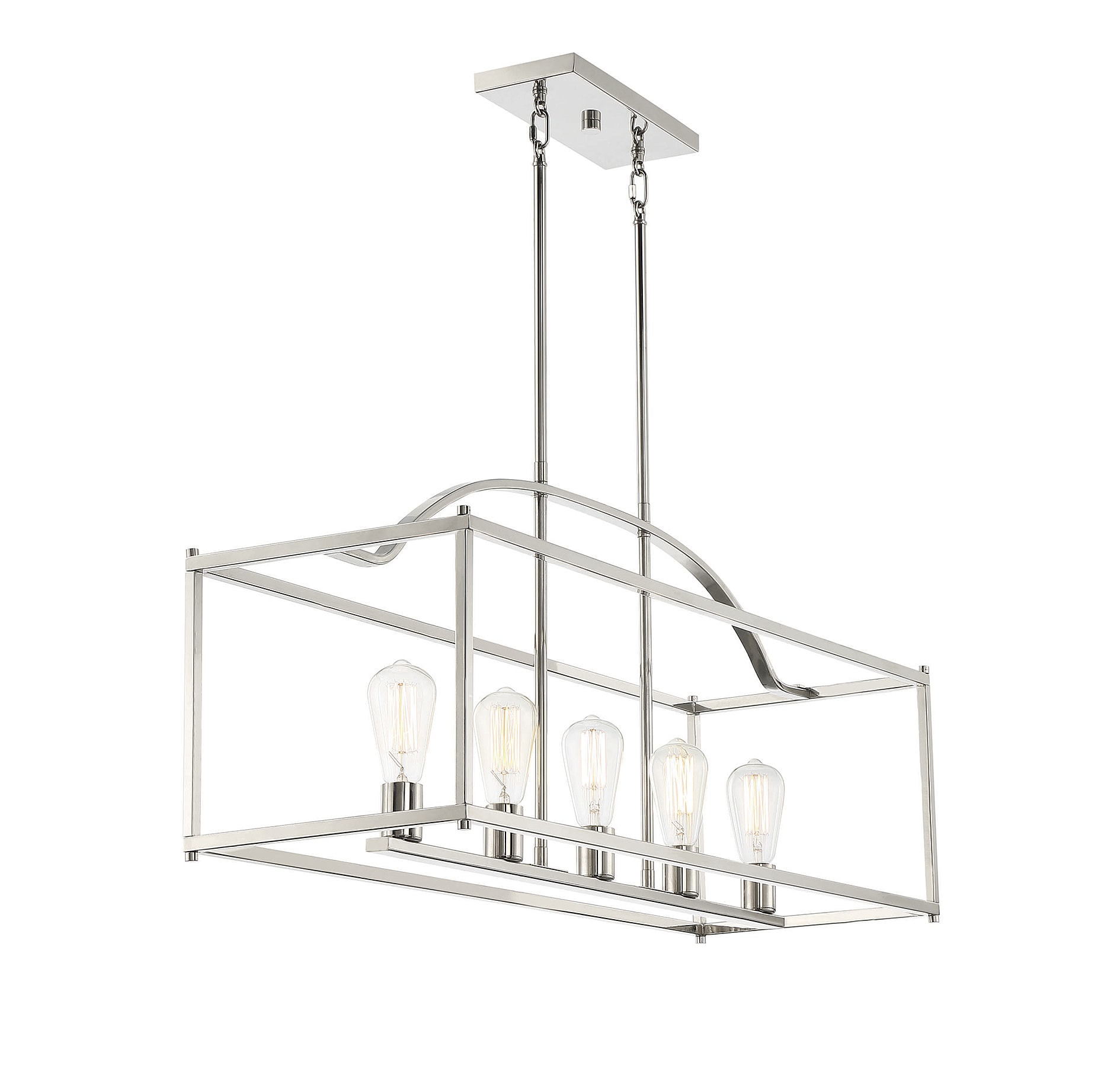Palladian Polished Nickel 38" Wide Linear Chandelier with Open Cage