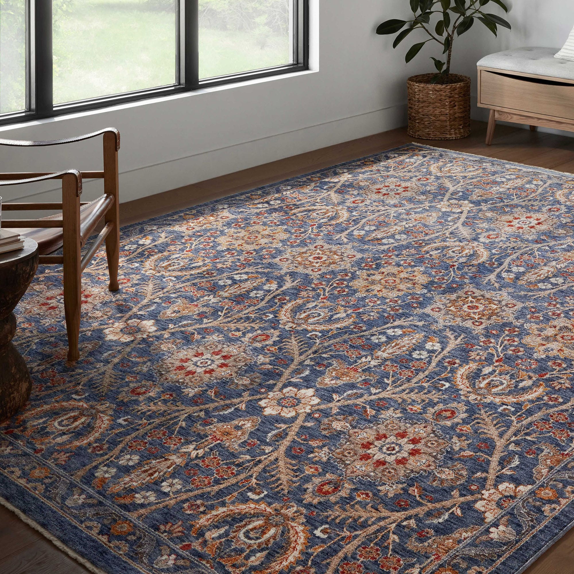 allen + roth Heritage Blue 8 X 10 Blue/Mult Indoor Floral Area Rug