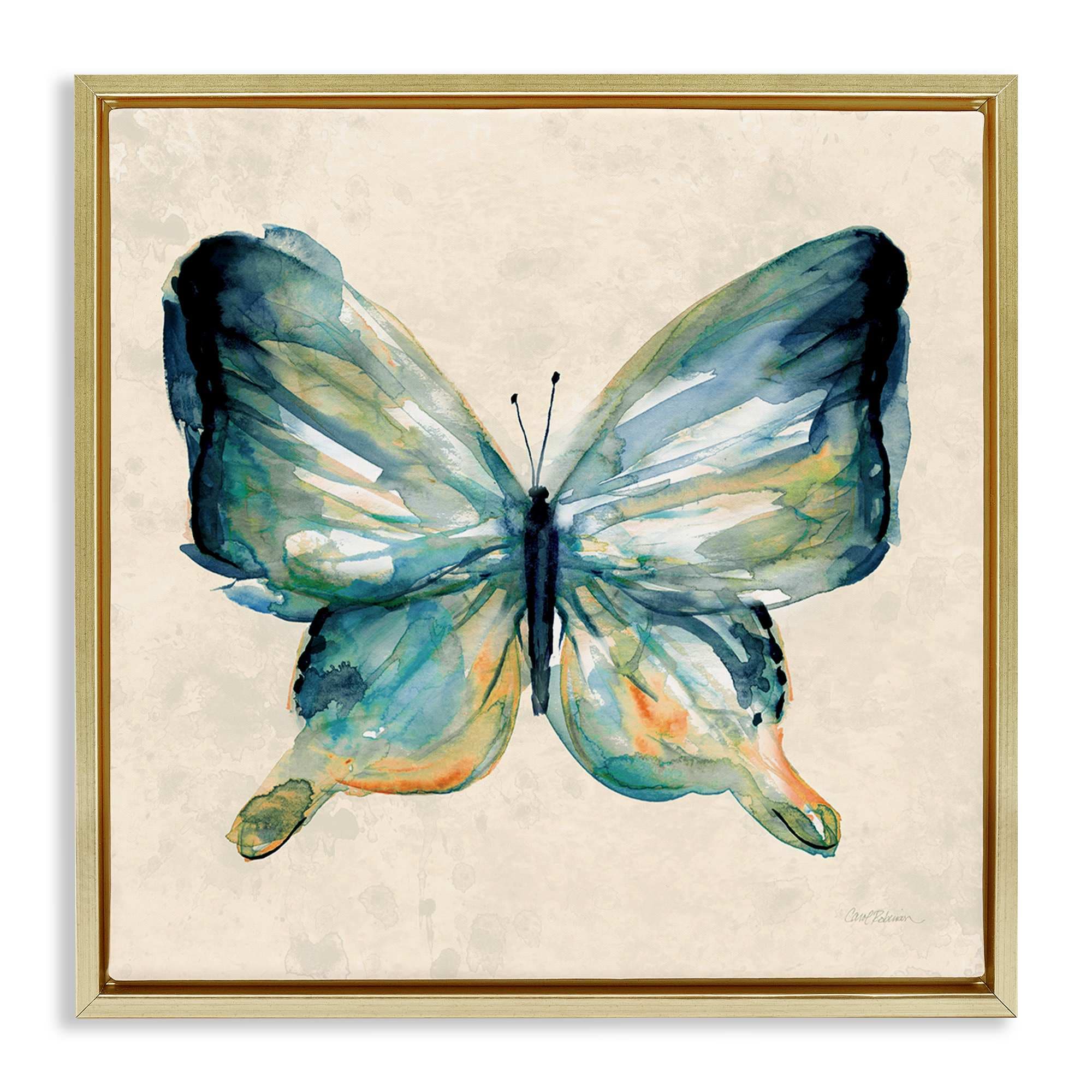 Stupell Industries BS-249-FFG-24X24 Bold Butterfly in Green Gold Framed Floater Canvas Wall Art By Carol Robinson 25 x 25