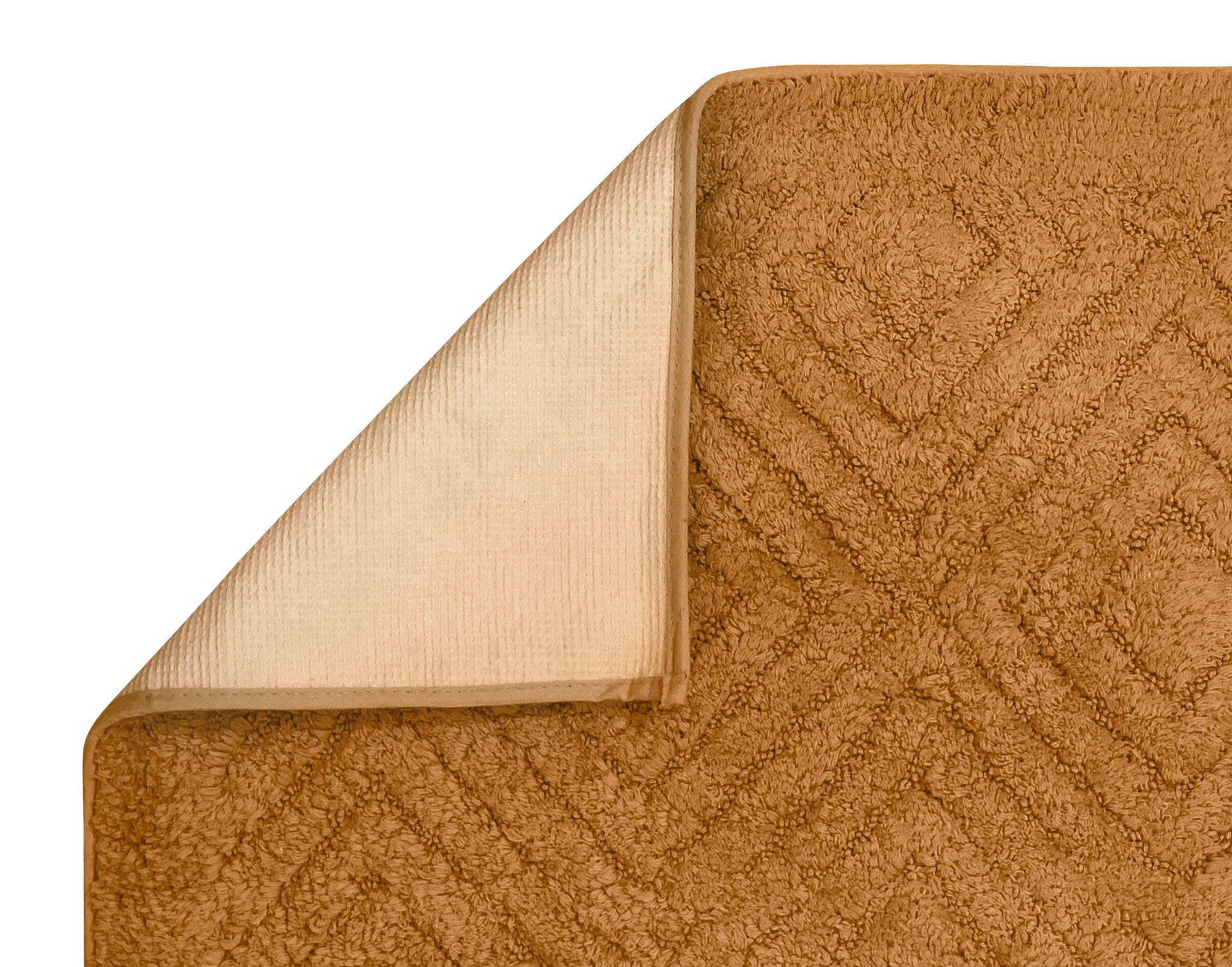 Orange Diamond Pattern Cotton Bath Rug Set