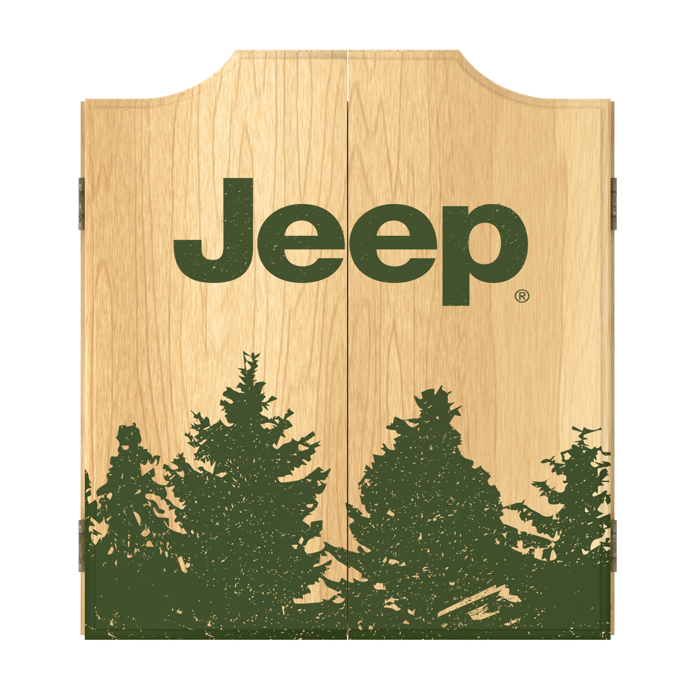 Trademark Gameroom JEEP7010-TREE 3.5-in Green Wood Dartboard Cabinet with Dartboard