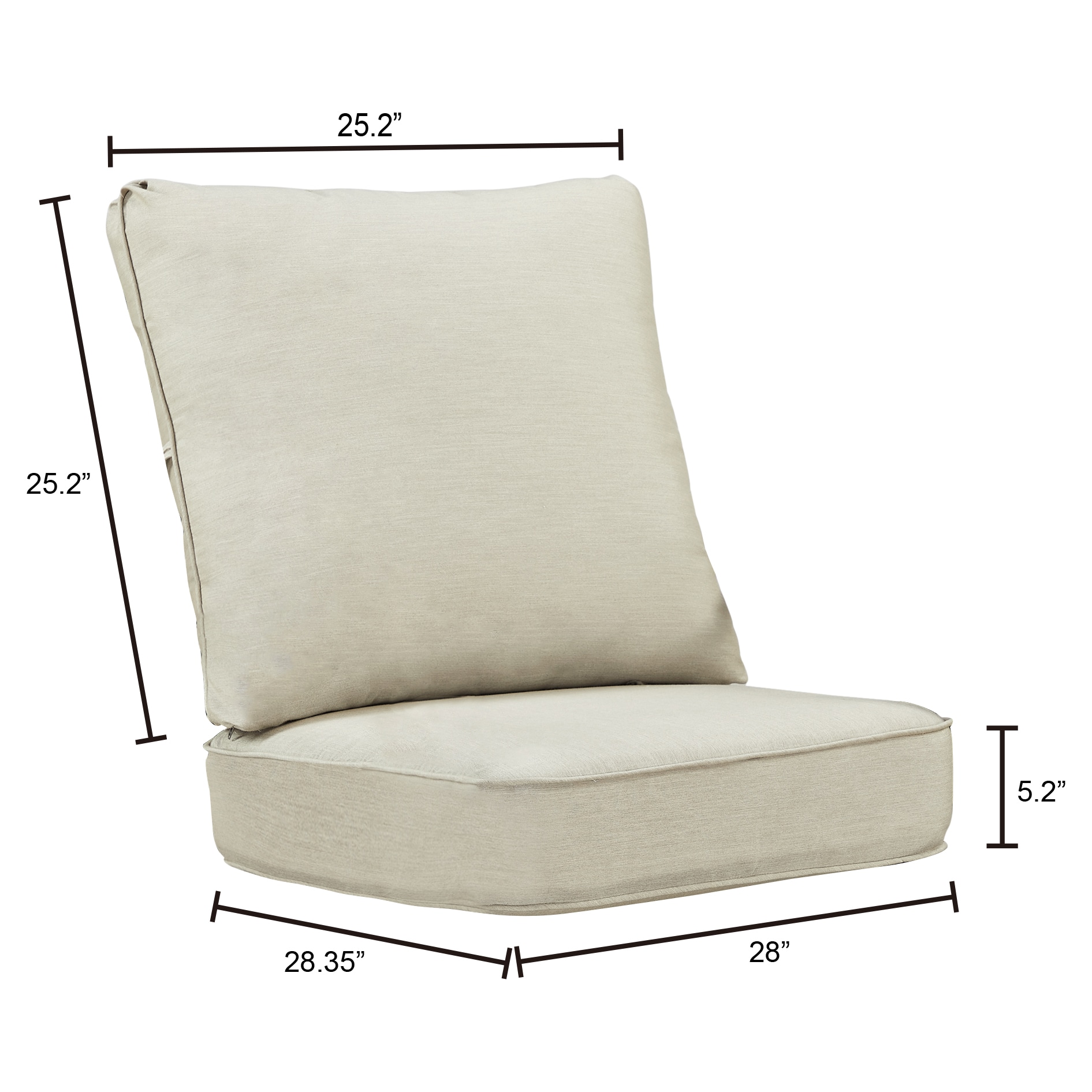 Oakland Living STYLE-B-LGCU 28.15-in x 25.98-in 2 -Piece Gray Deep seat patio chair cushion