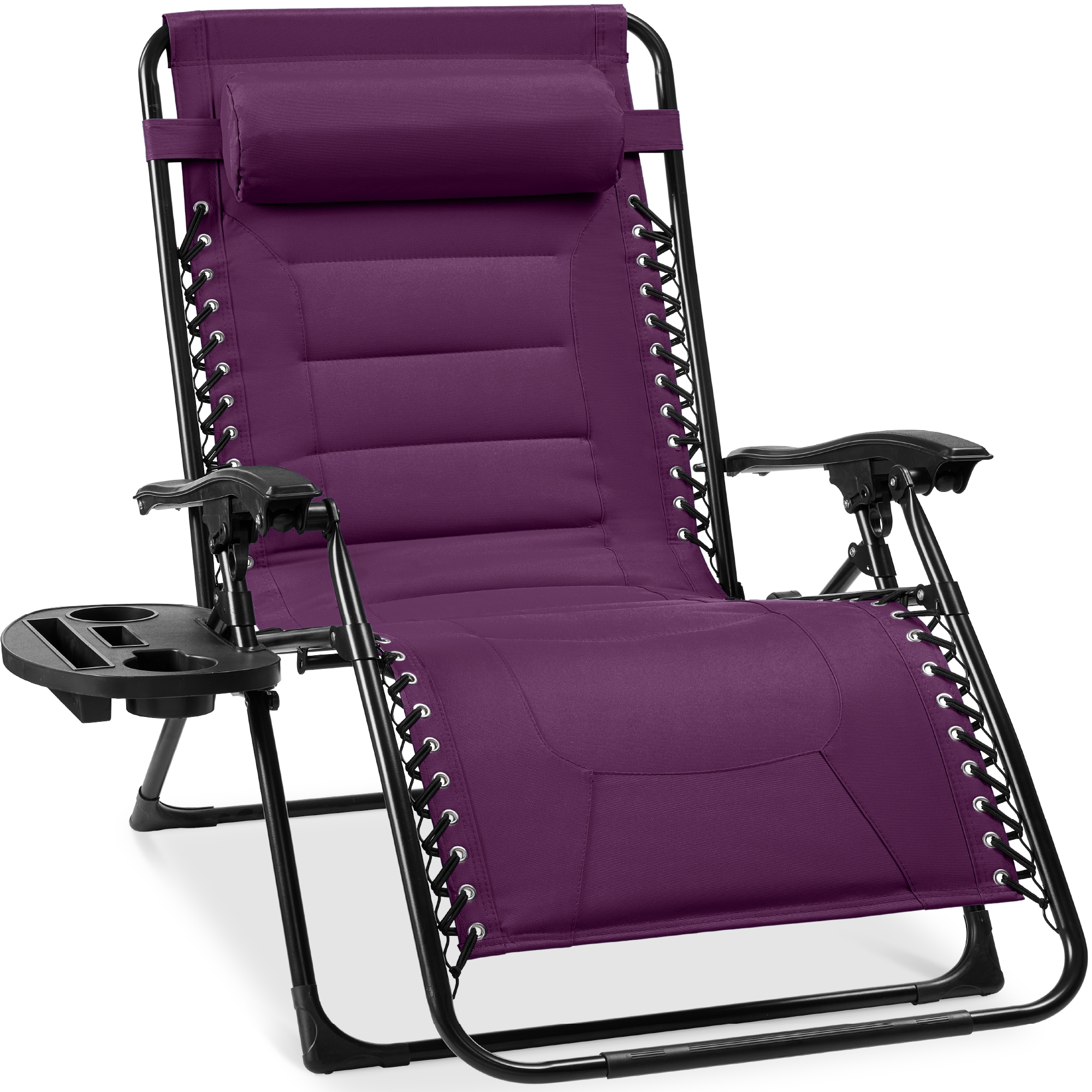 Best Choice Products - Oversized Padded Zero Gravity Chair Folding Outdoor Patio Recliner w/ Sid...