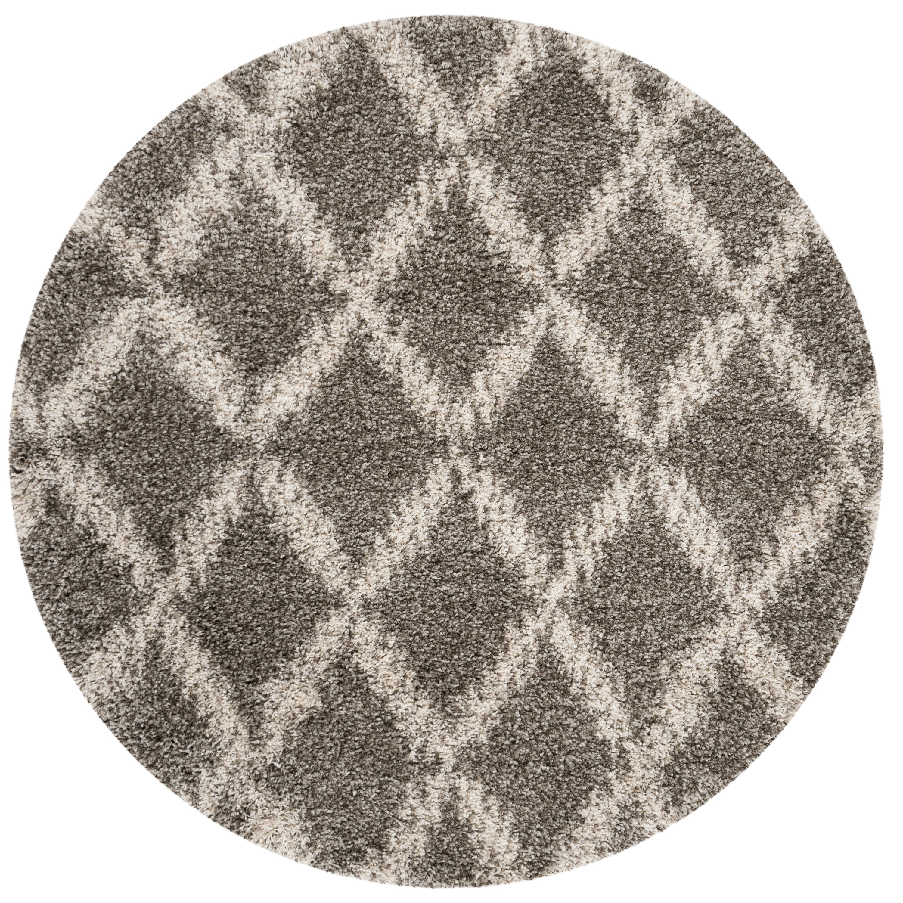 Safavieh SGH333B-5R Hudson Helena Shag 5 x 5 (ft) Loomed Polypropylene Gray/Ivory Round Indoor Trellis Area rug