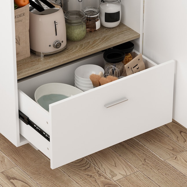 FUFU&GAGA White Mdf Base with Mdf Top Kitchen Cart (31.5-in x 59.1-in x ...