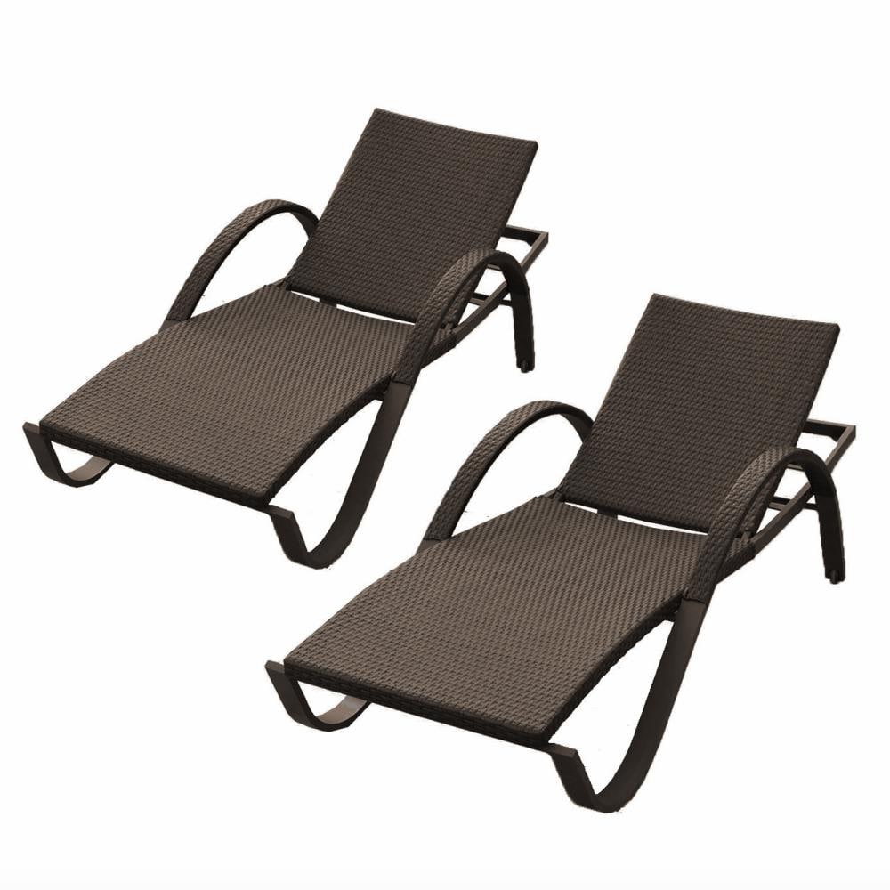 Rst Brands Deco Set Of 2 Wicker Stackable Espresso Metal Frame Stationary Chaise  Lounge Chair(S) With Cushioned Seat In The Patio Chairs Department At Lowes .Com