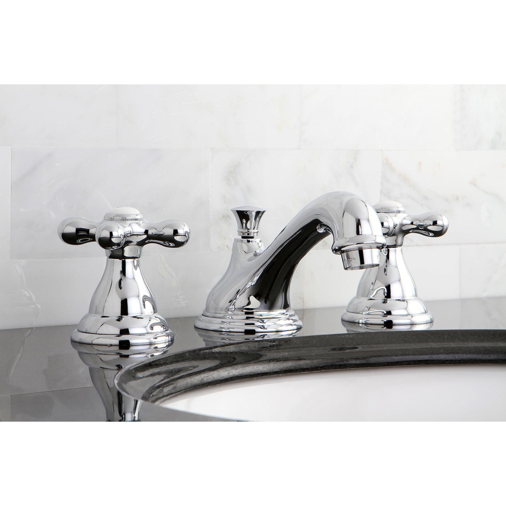Elements of Design ES5561AX Royale Chrome Widespread 2-handle Low-arc Residential Handle Bathroom Sink Faucet with Drain