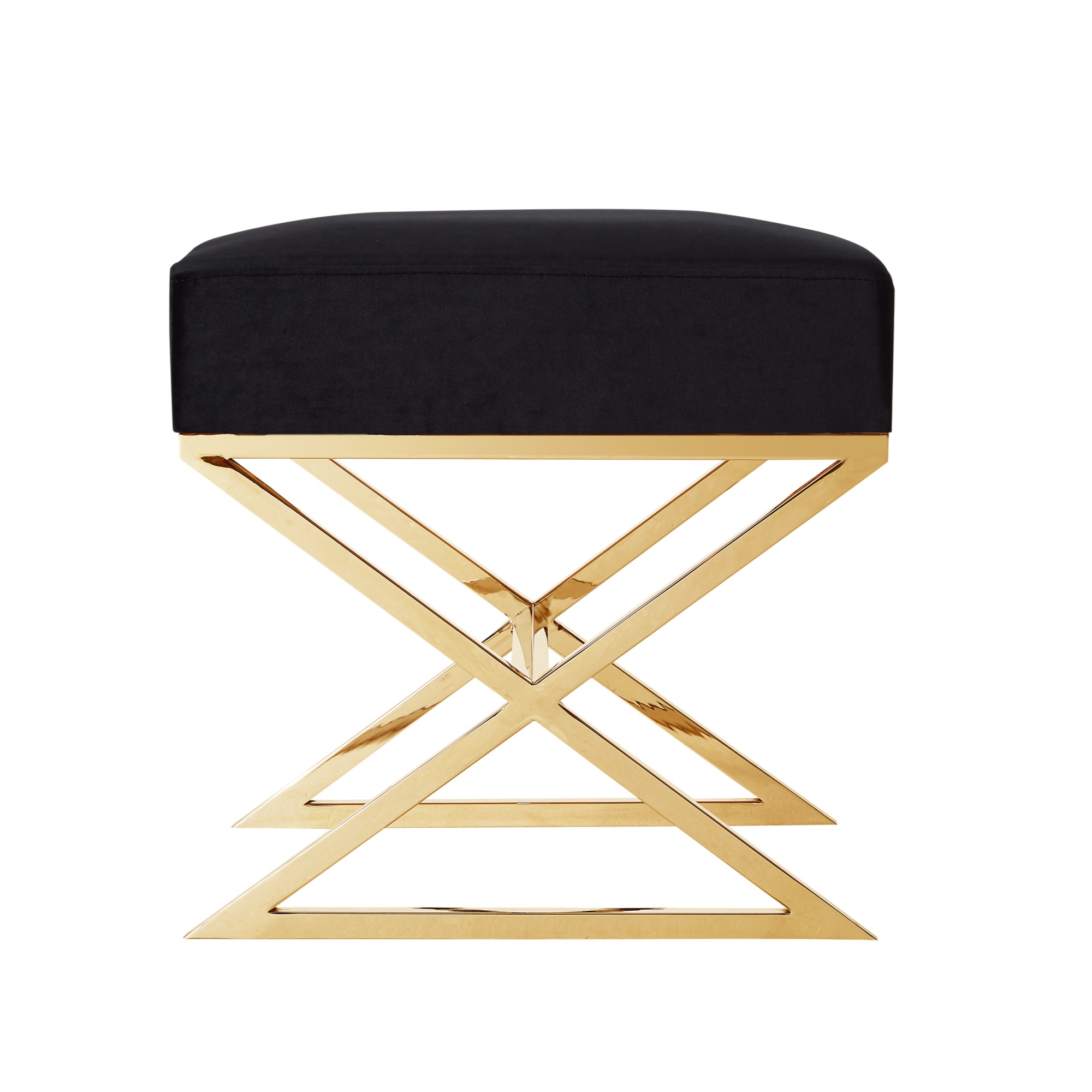 Inspired Home ON67-02BK-LS Elora Modern Black Velvet Ottoman