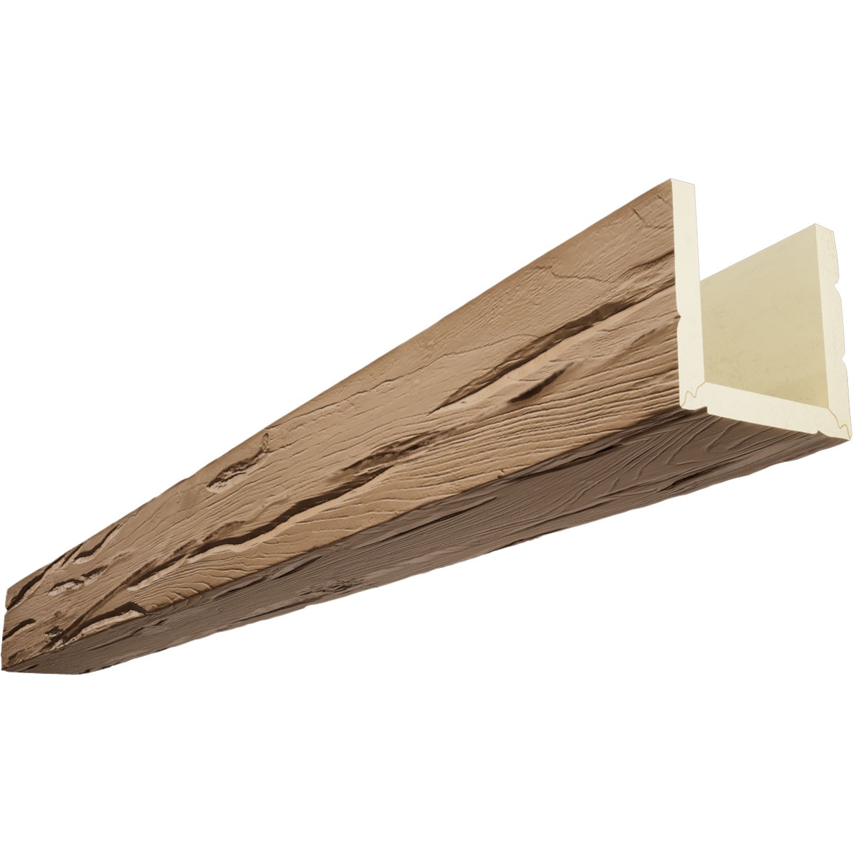 Ekena Millwork BMRW3C0060X080X120TF 1-in x 6-in x 10-ft Toffee Finished Urethane U-Shaped Decorative Beam