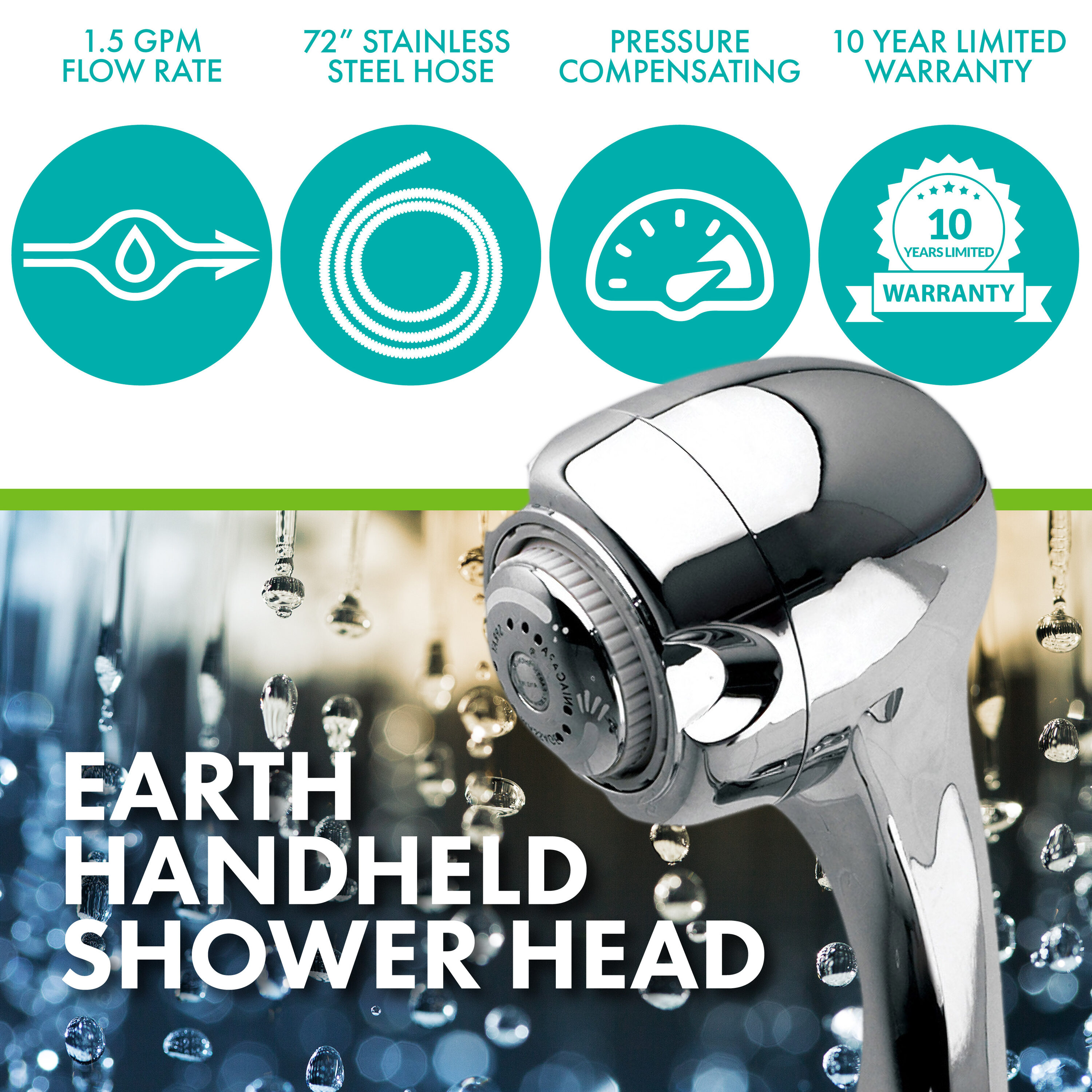 Niagara Conservation Earth Chrome 2.75-in Round Handheld Shower Head ...