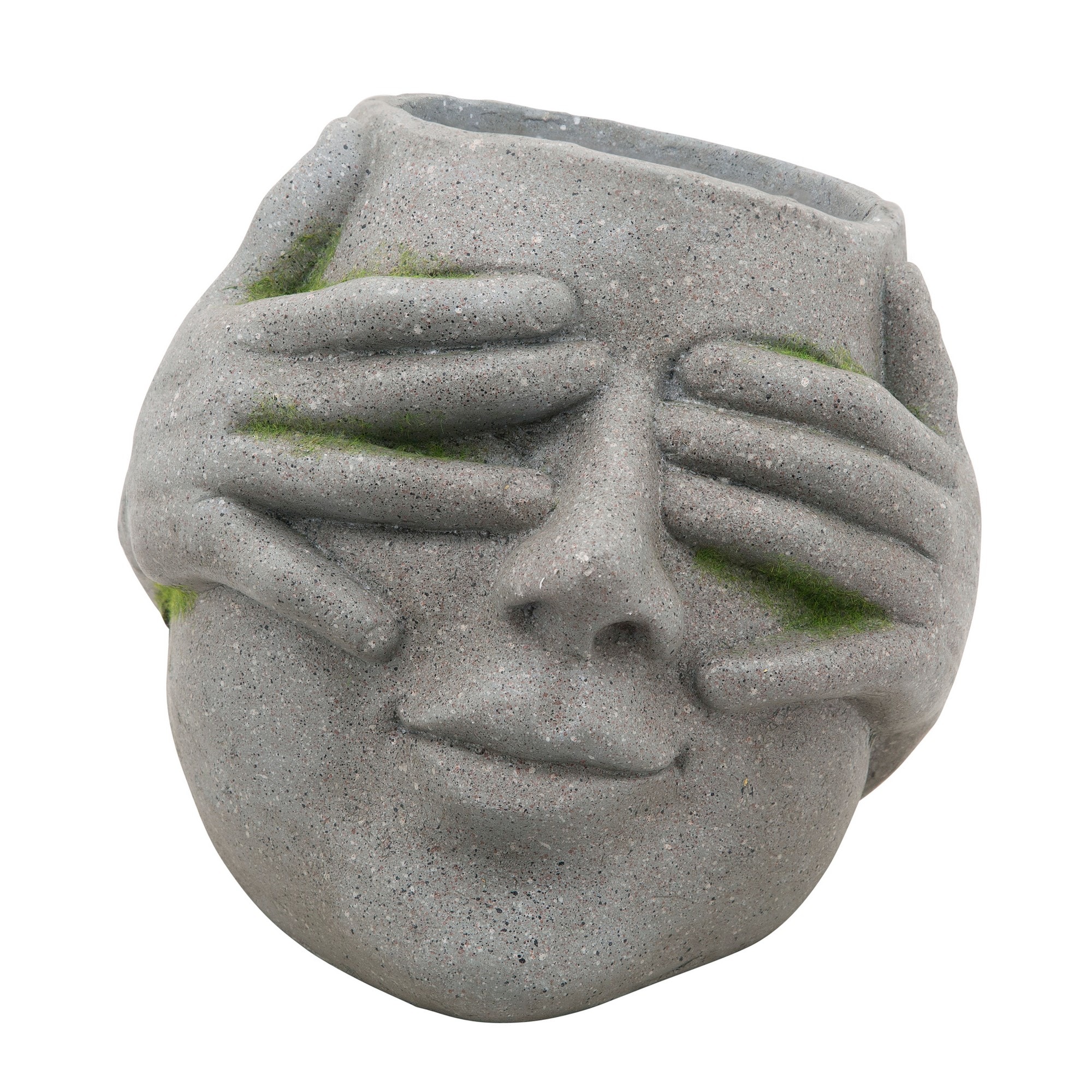 Benzara BM238146 Round 10.24-in W x 9.45-in H Gray Resin Indoor/Outdoor Planter