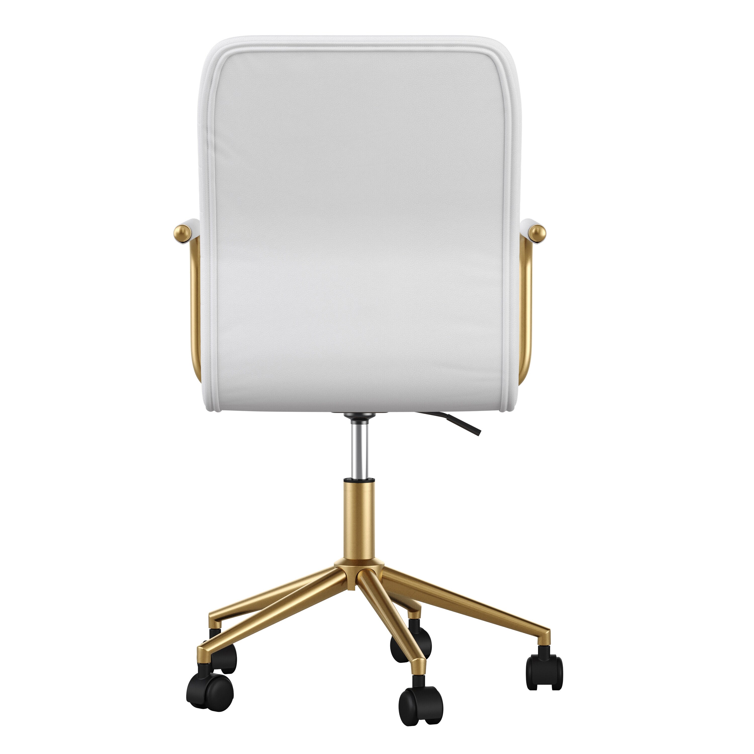 White Faux Leather Executive Swivel Office Chair with Brass Frame
