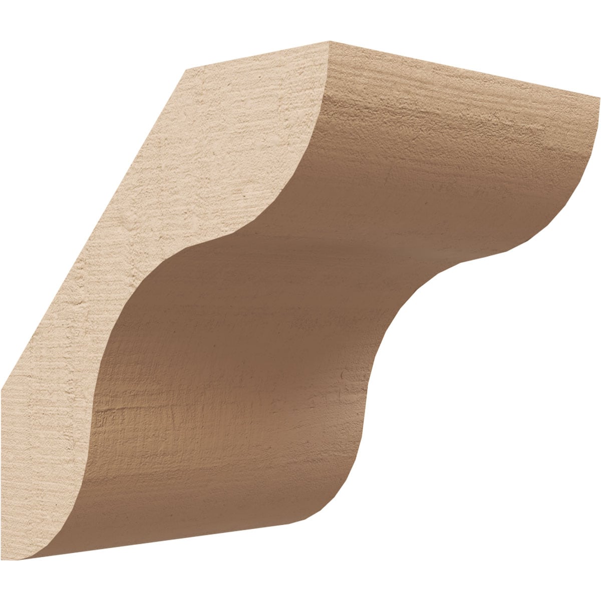 Ekena Millwork BRCUR05X06X06CARRCPR 5-in x 6-in x 6-in Primed Urethane Carmel Rough Cedar Woodgrain TimberThane KneeBrace