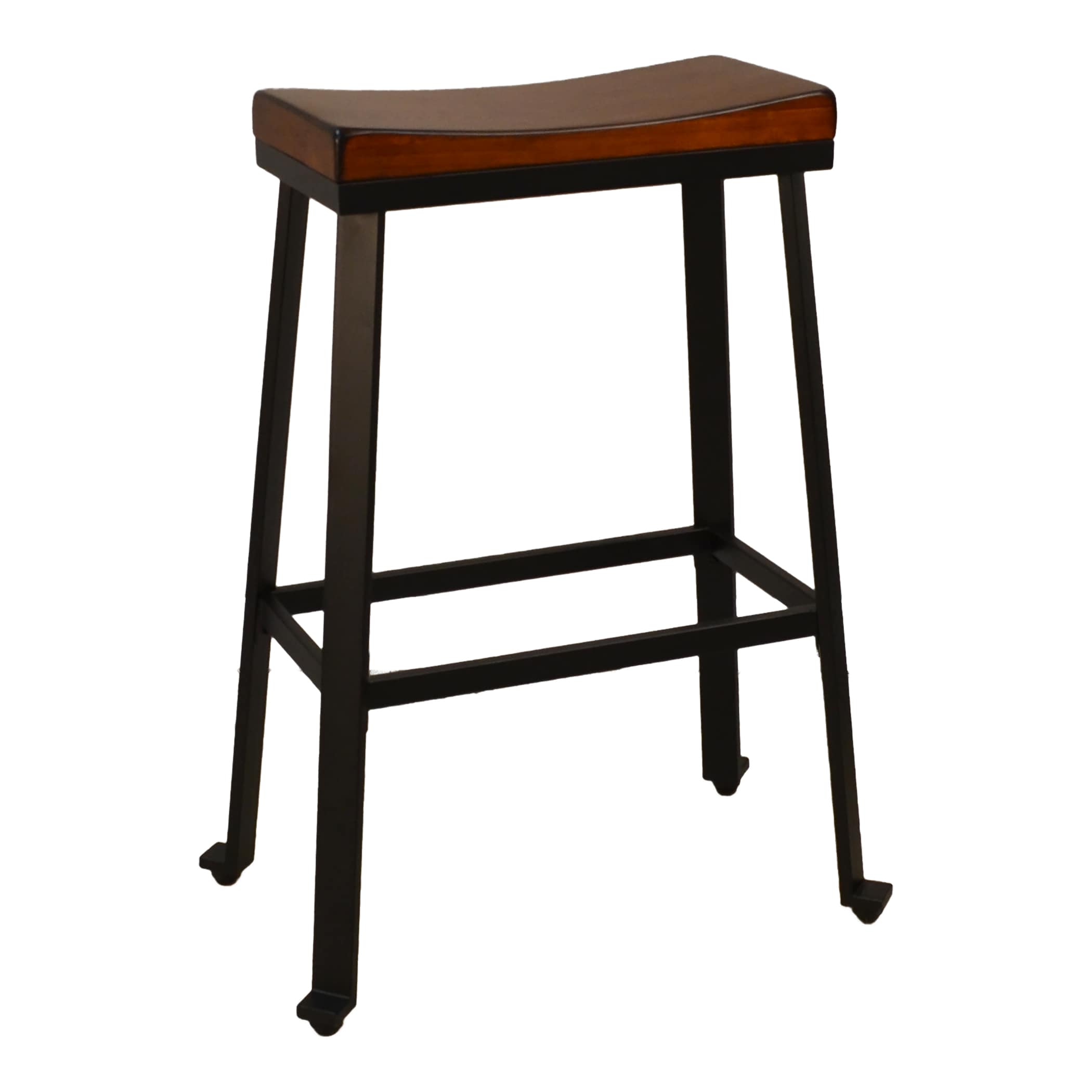Carolina Cottage 930CHETBK Thea Chestnut/black 30.0-Inches H Bar height Saddle seat Metal Bar Stool