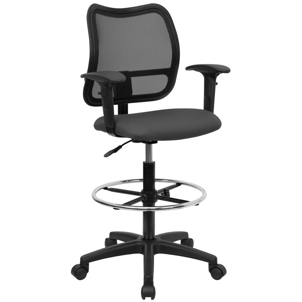 Flash Furniture 812581015911 Gray Contemporary Adjustable Height Swivel Upholstered Drafting Chair