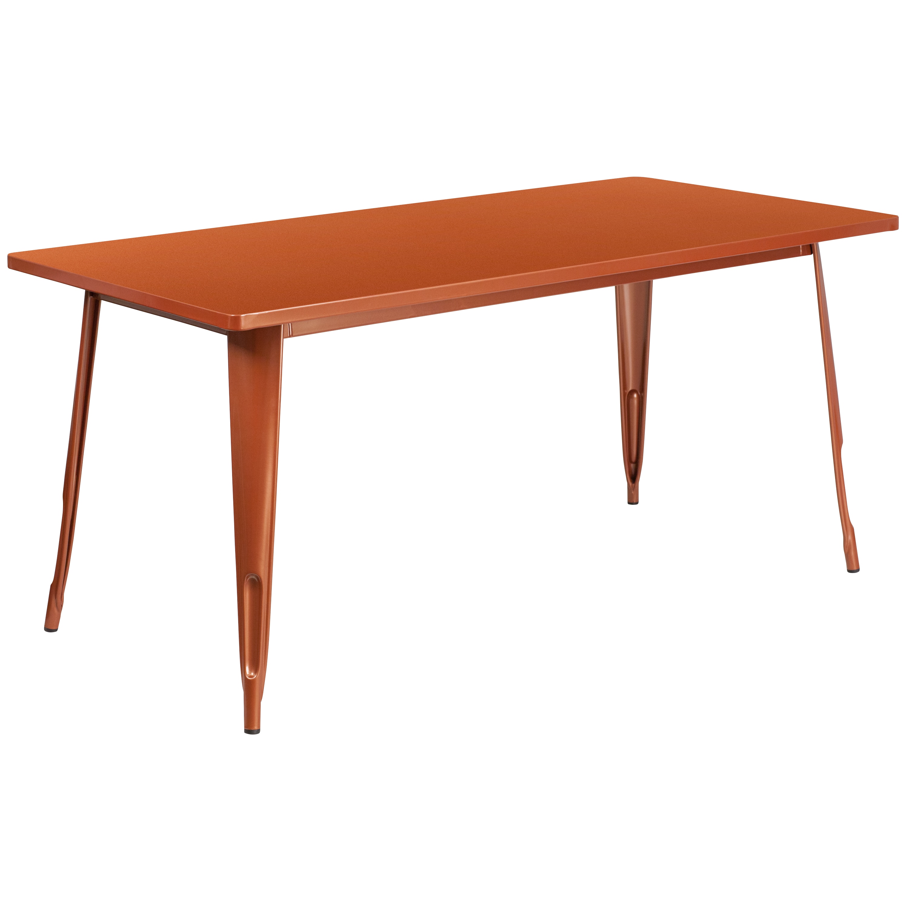 Flash Furniture 889142049876 Copper Contemporary/Modern Dining Table, Metal with Orange Metal 63-Inches L x 29.5-Inches H