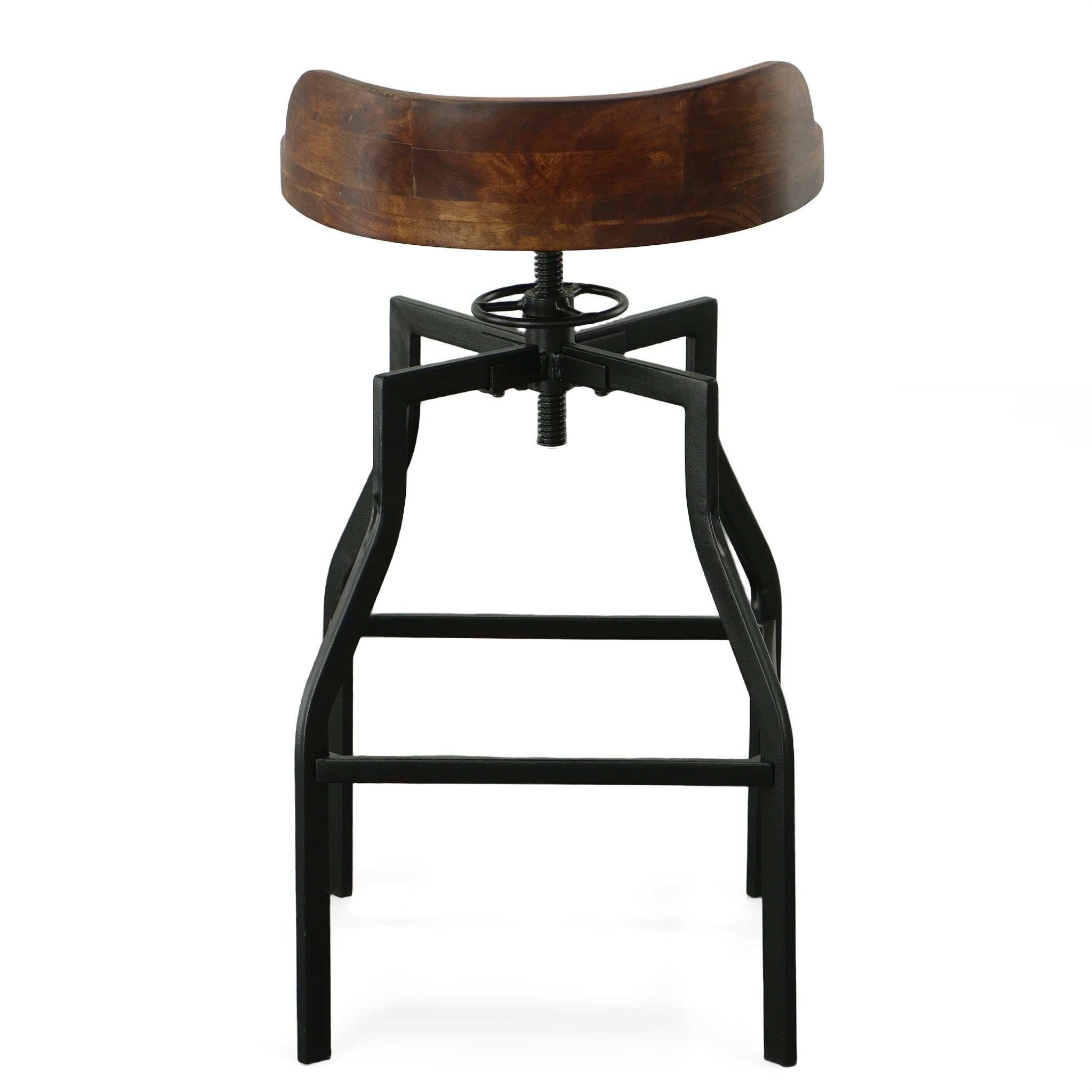 Chestnut Adjustable Backless Wood and Metal Bar Stool