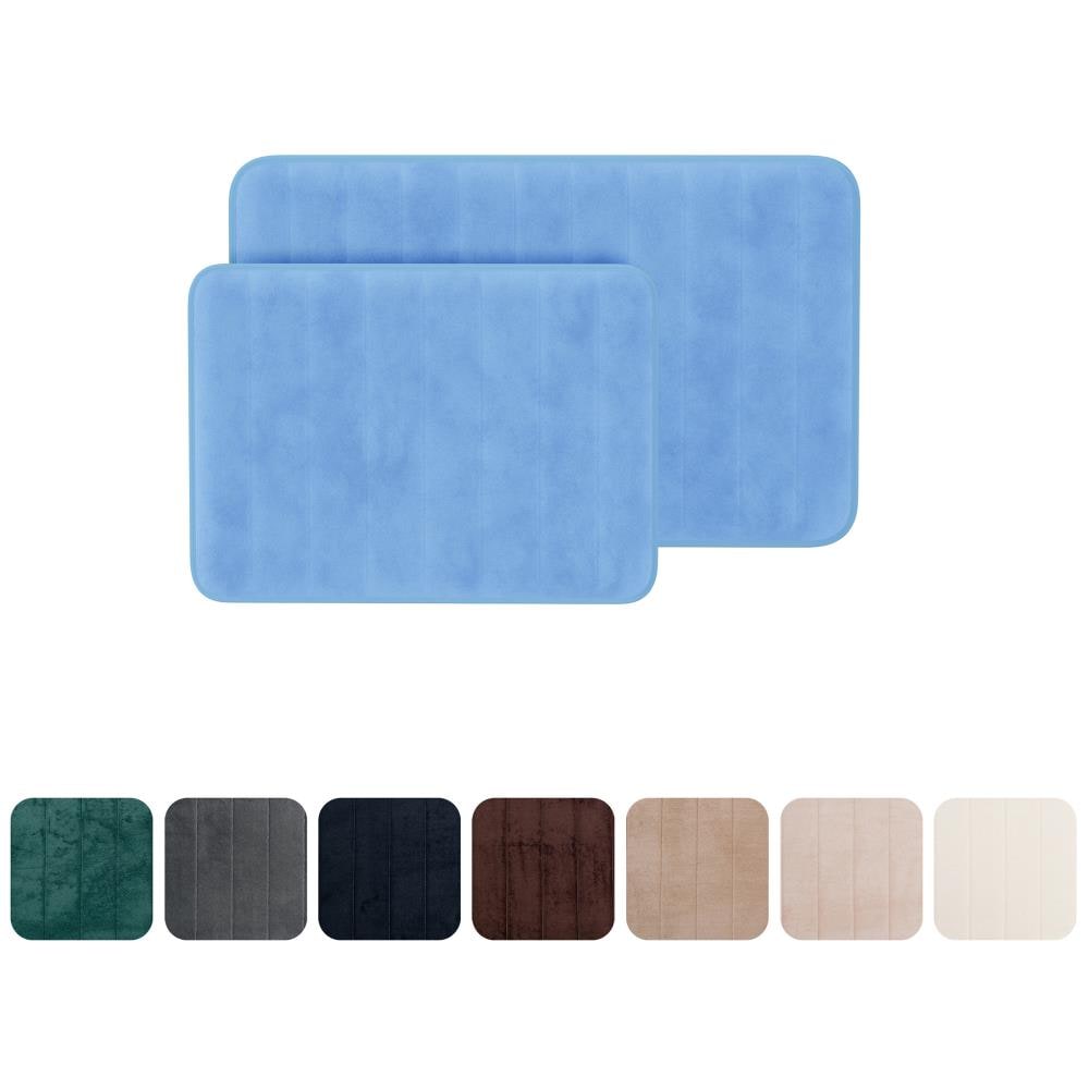 Hastings Home Bathroom Mats 31.5-in x 20.5-in Blue Rubber Memory Foam Bath  Mat in the Bathroom Rugs & Mats department at